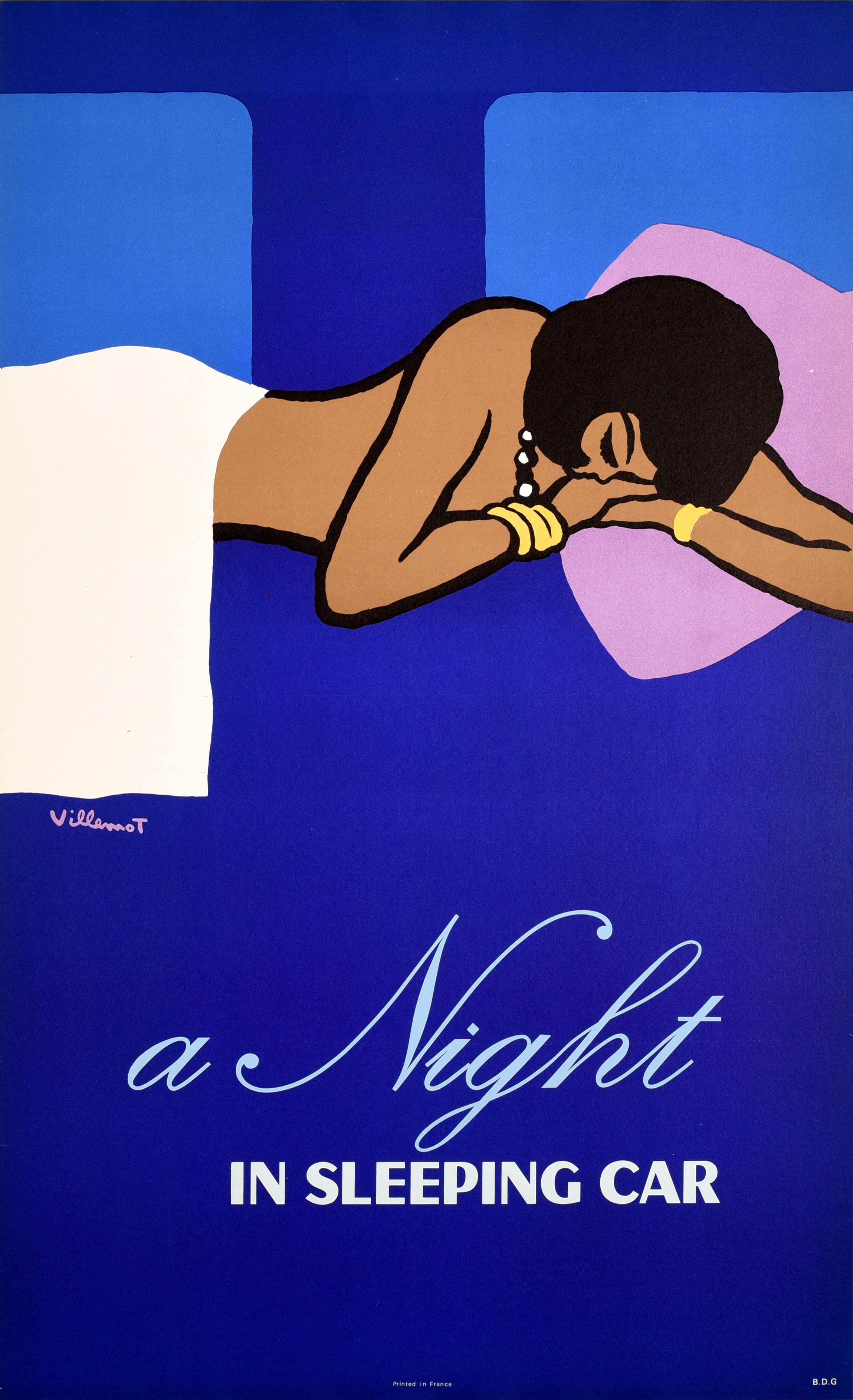 Bernard Villemot Print - Original Vintage Railway Poster A Night In Sleeping Car SNCF Sleeper Train Art