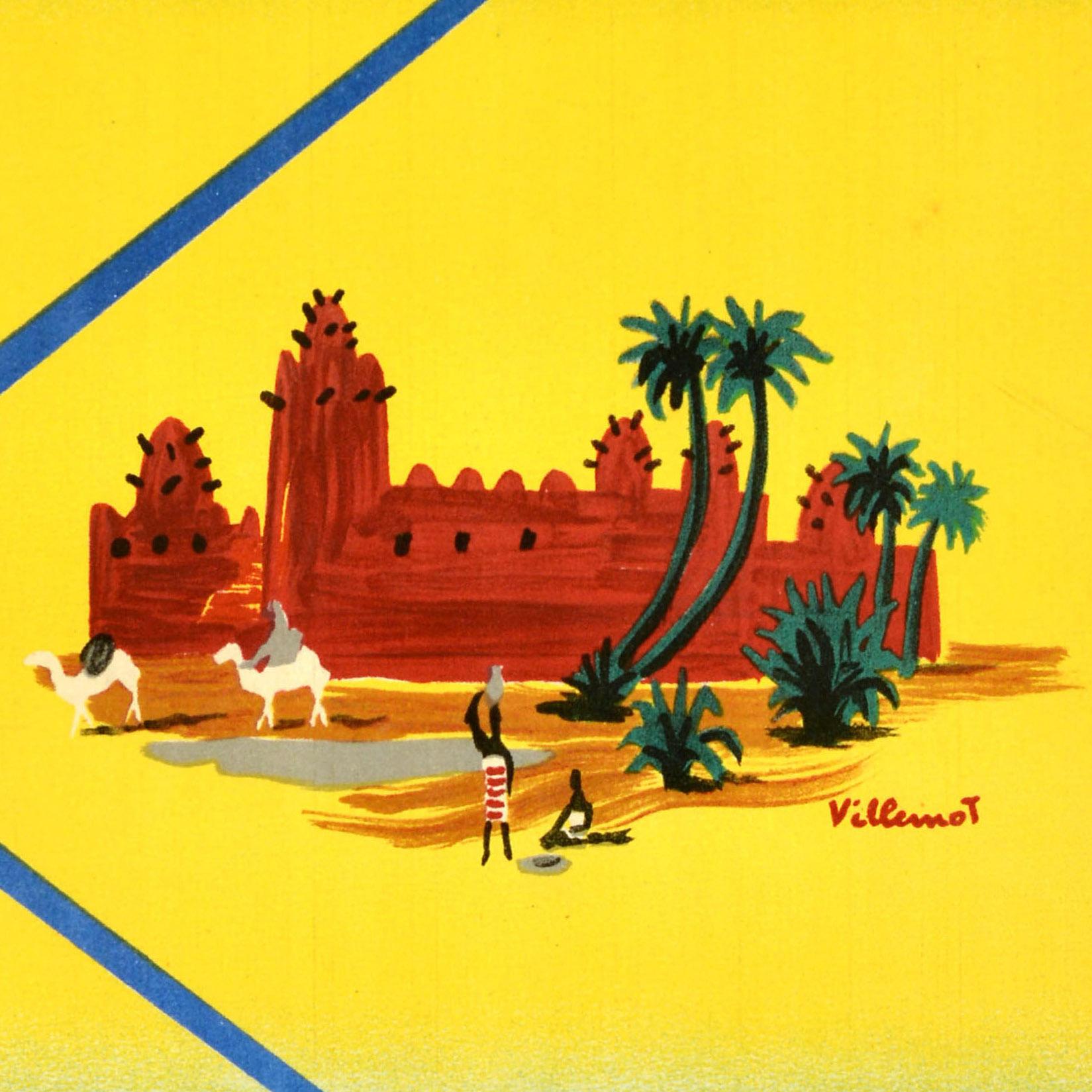Original Vintage Travel Poster TAI Afrique Noire Sub Sahara Africa Villemot Art - Print by Bernard Villemot