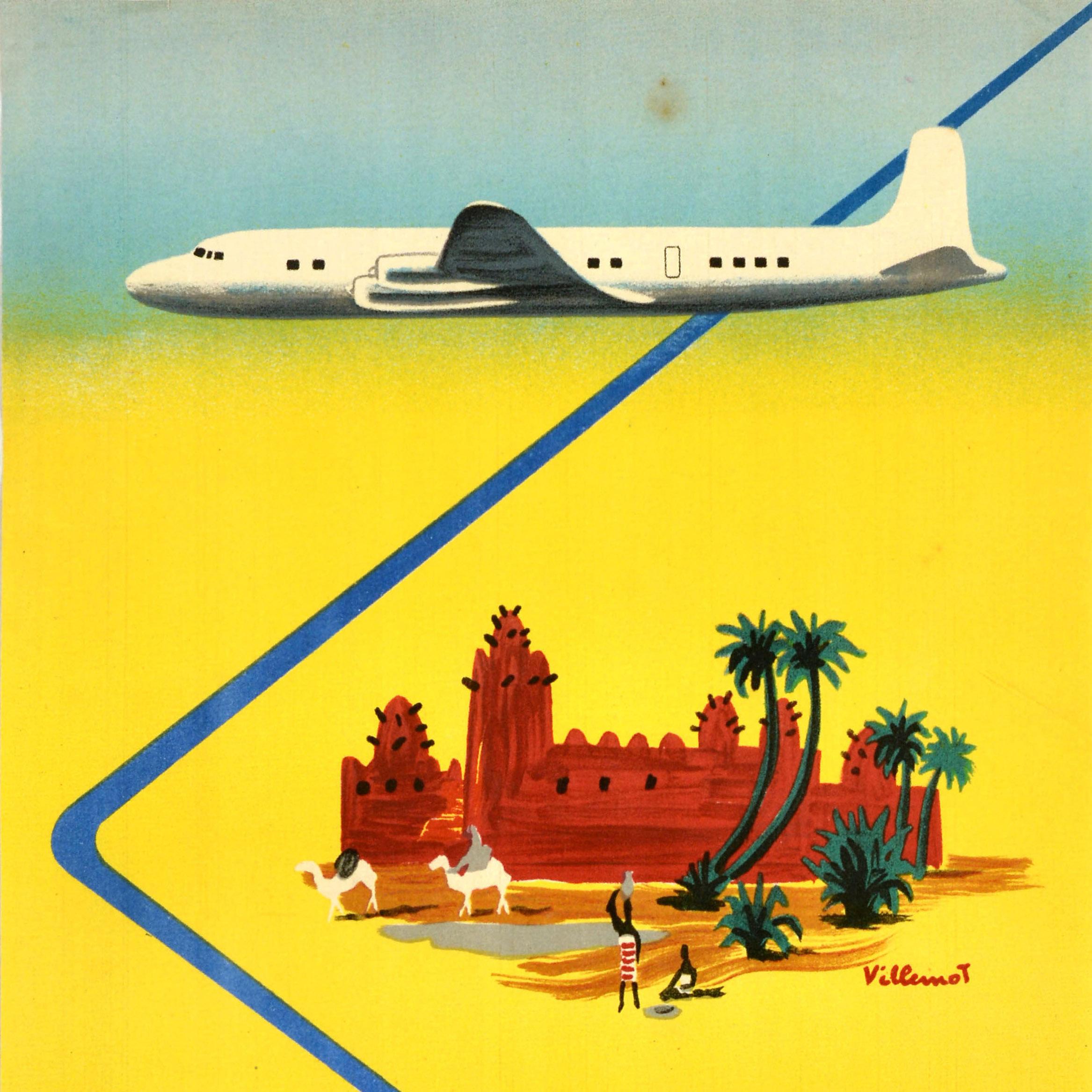 Affiche rétro originale de voyage TAI Afrique Noire, Sub Sahara, Afrique, Villemot Art - Vert Print par Bernard Villemot