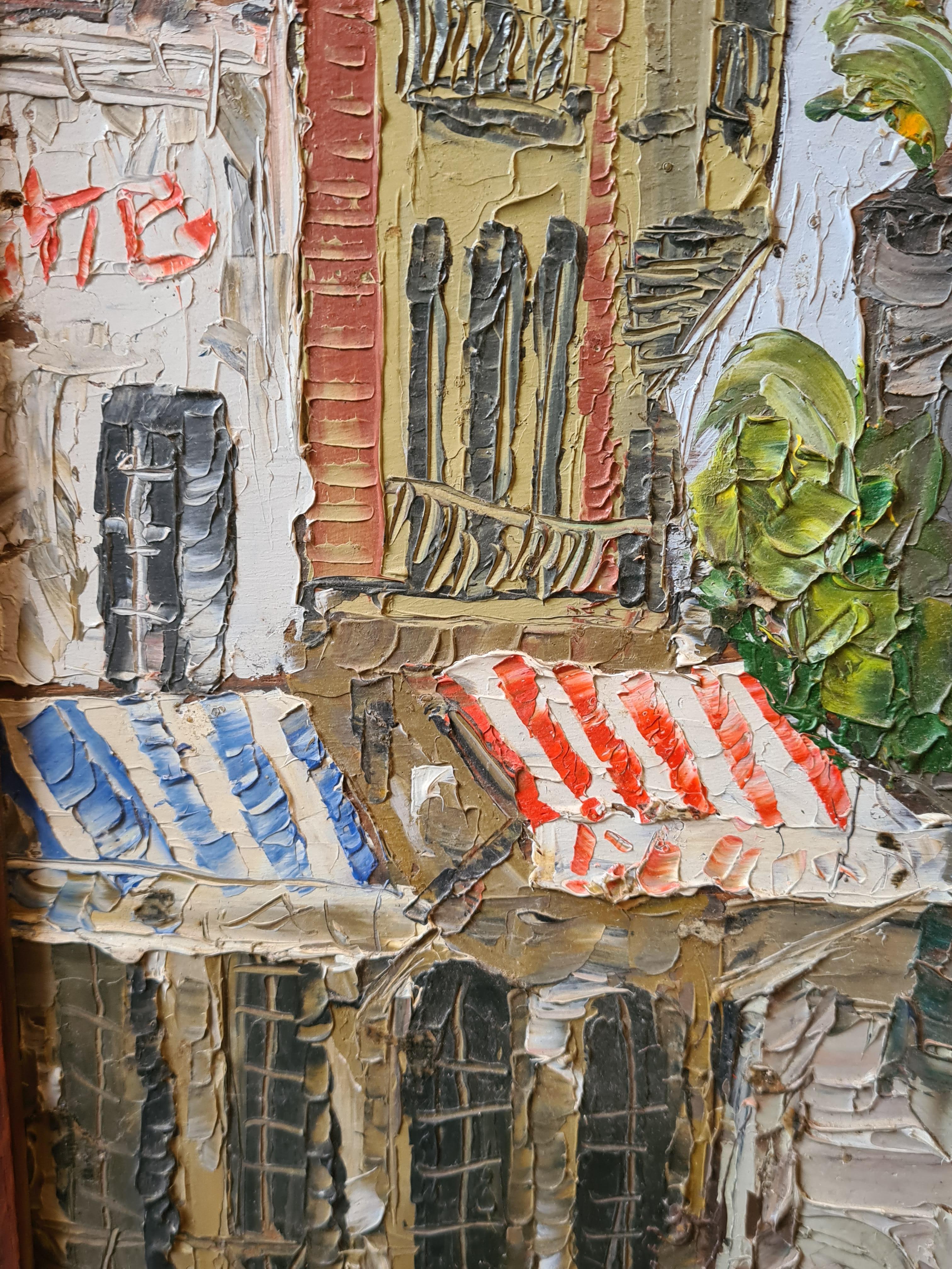 Französisches expressionistisches Öl, La Place du Tertre Montmartre und Sacrè Coeur Paris – Painting von Bernard Vivier