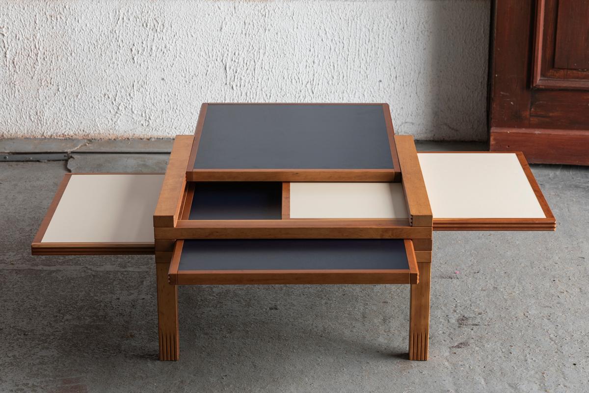 Wood Bernard Vuarnesson ‘Hexa’ Coffee Table for Bellato, Italian Design, 1980s