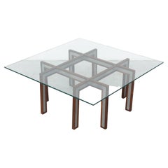 Bernard Vuarnesson Style Rosewood and Aluminum Coffee or Side Table