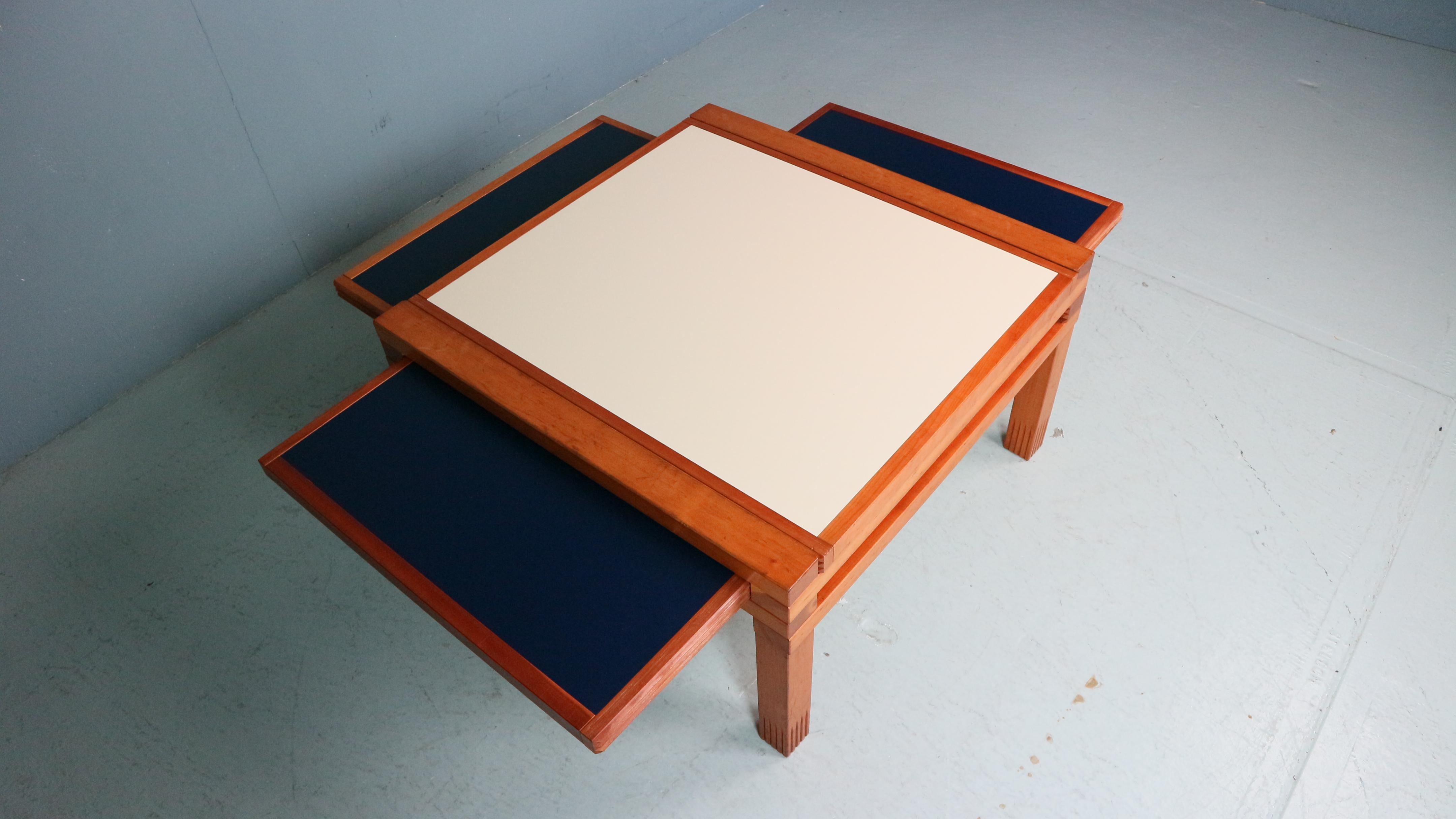 Bernard Vuarnesson Table 'Hexa' blanche/bleue pour Bellato, Design/One, années 1980 9