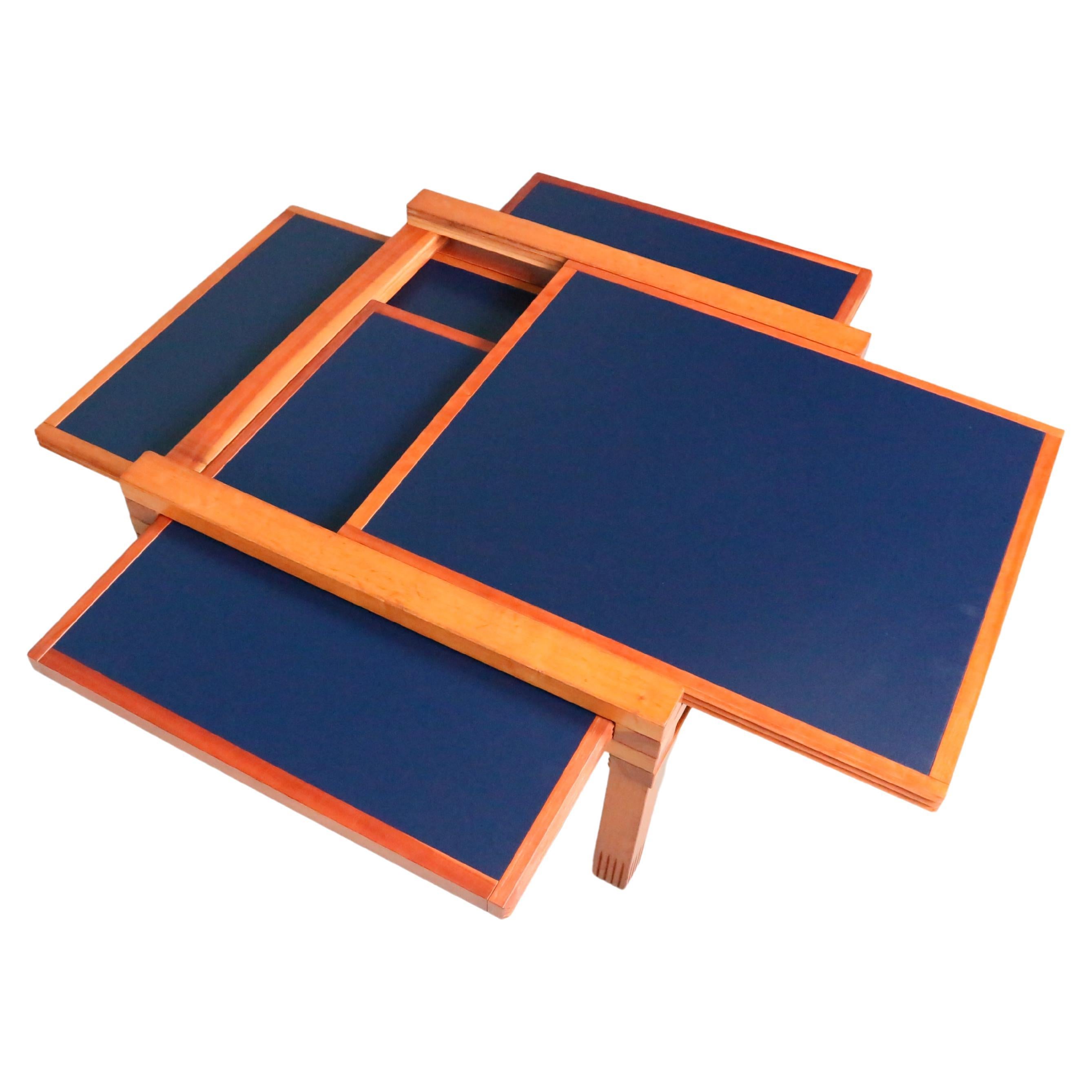 Mid-Century Modern Bernard Vuarnesson Table 'Hexa' blanche/bleue pour Bellato, Design/One, années 1980