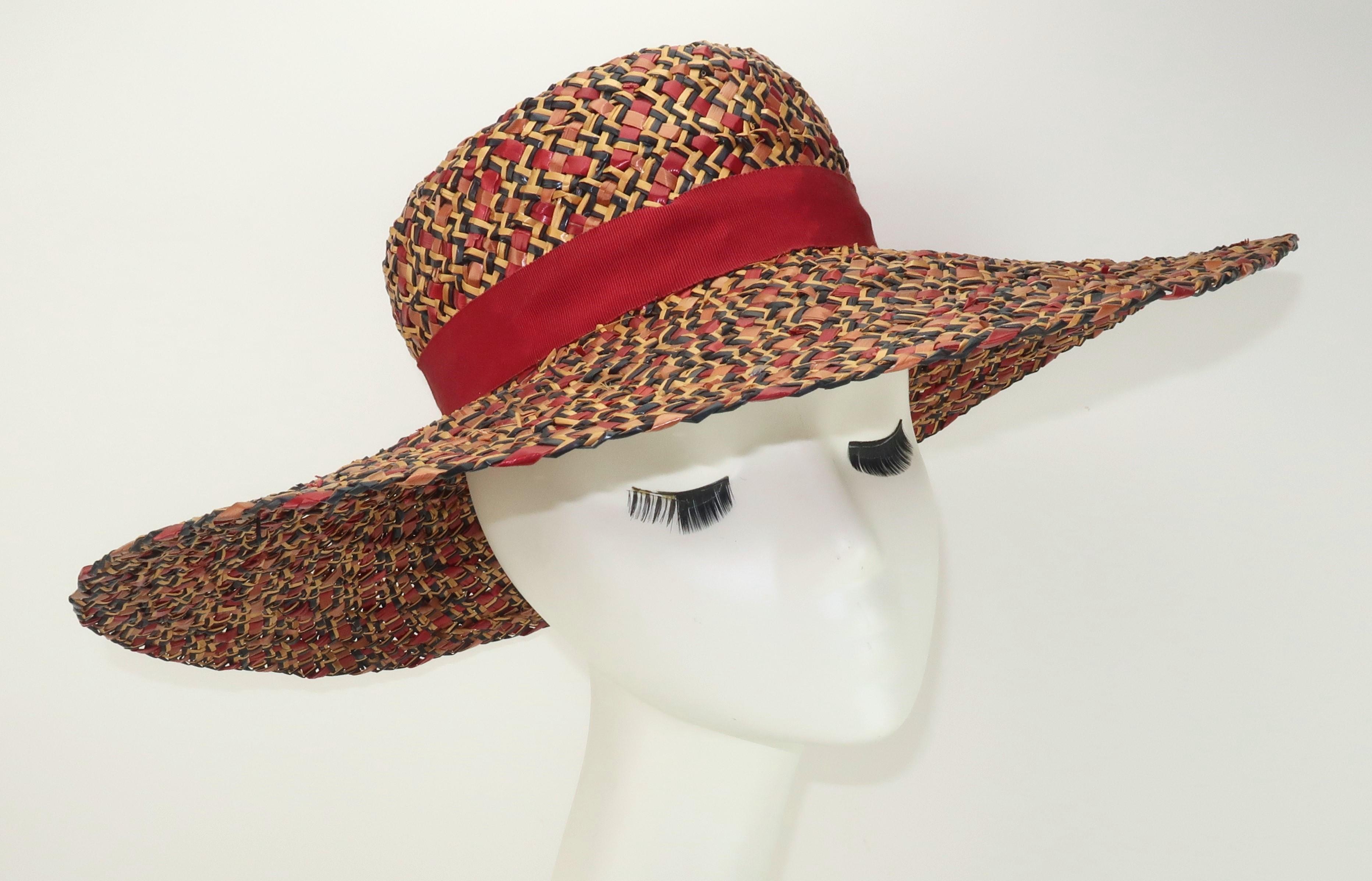 Bernard Workman Wide Brim Straw Hat, 1940's In Good Condition In Atlanta, GA