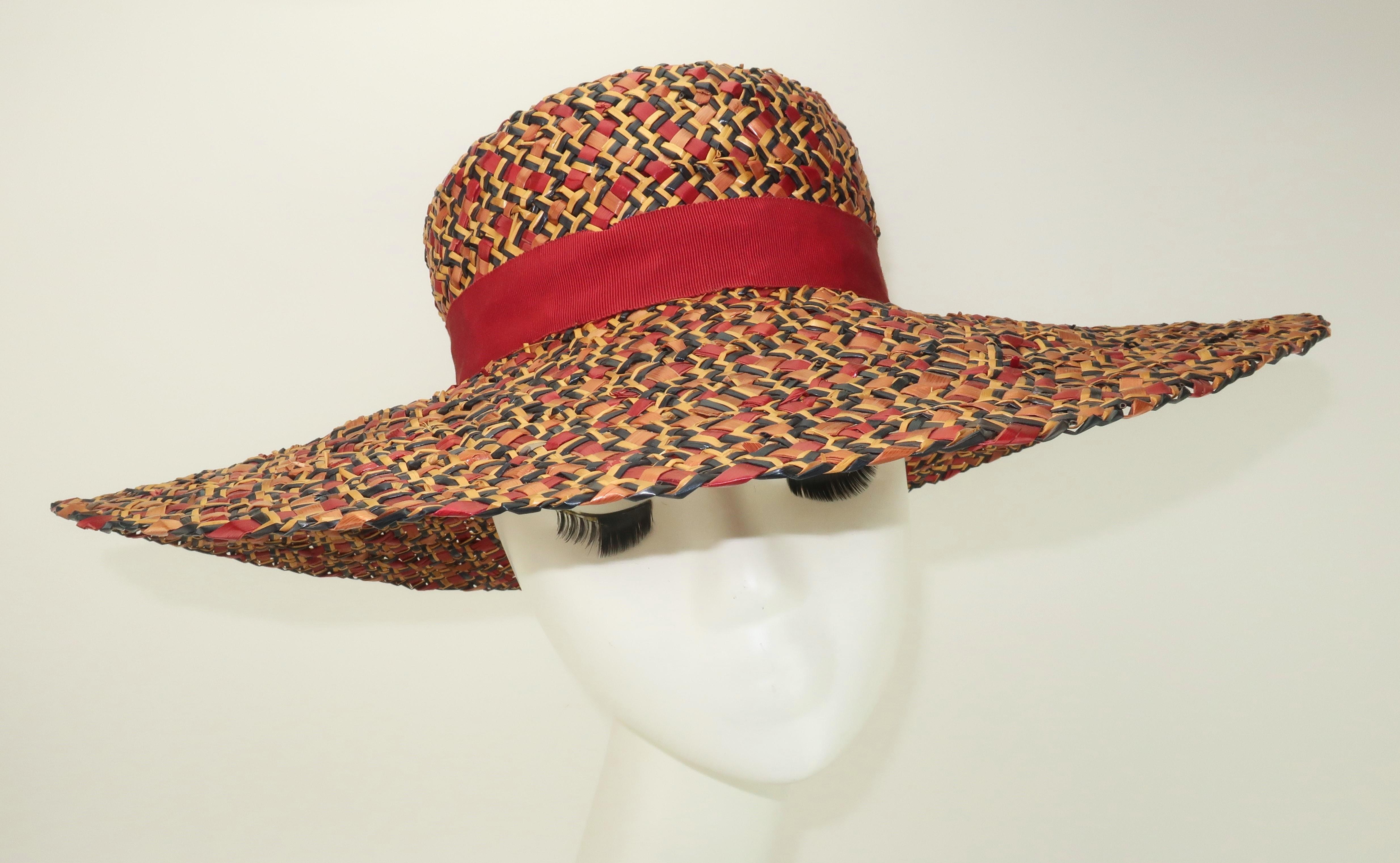 Women's Bernard Workman Wide Brim Straw Hat, 1940's