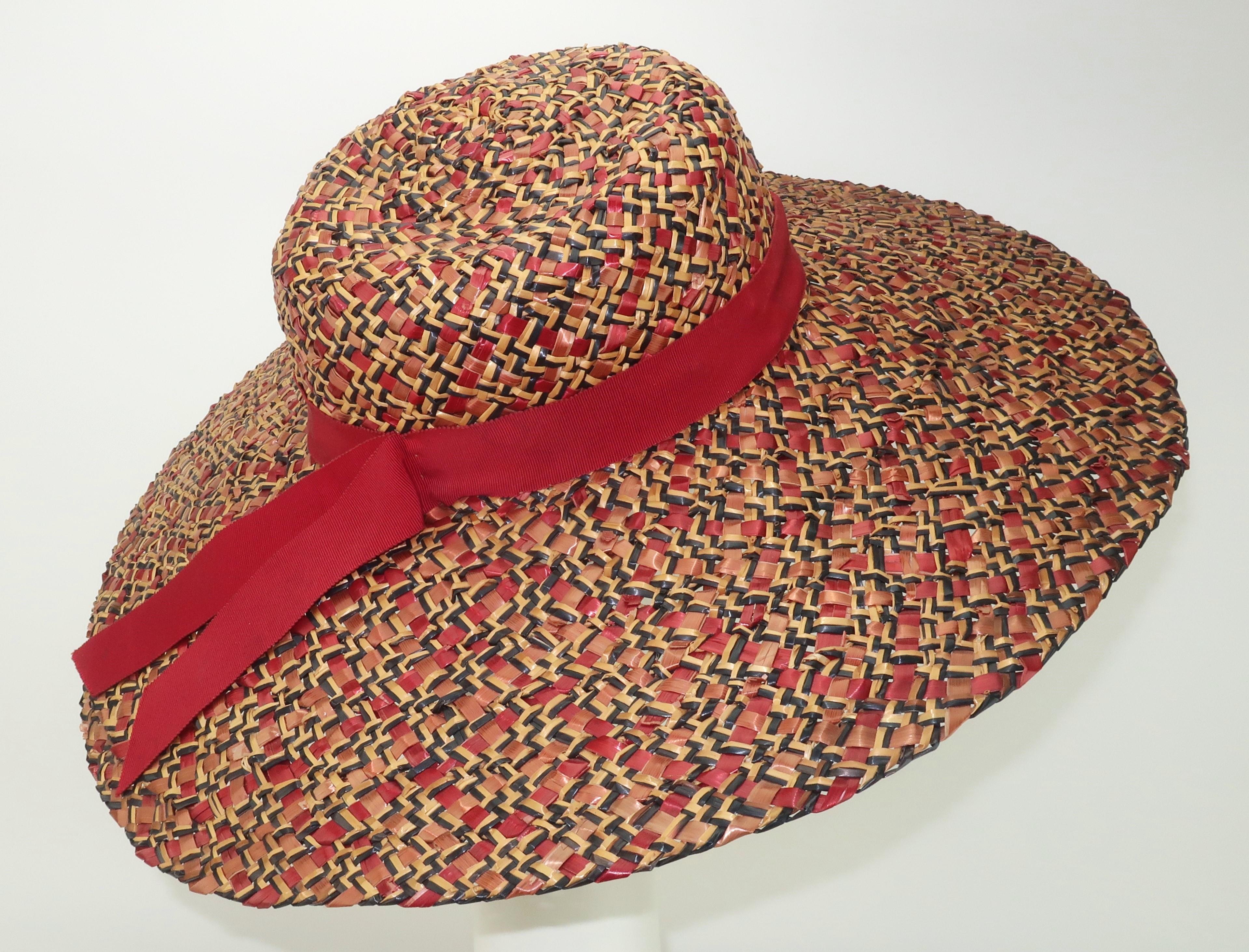 Bernard Workman Wide Brim Straw Hat, 1940's 2