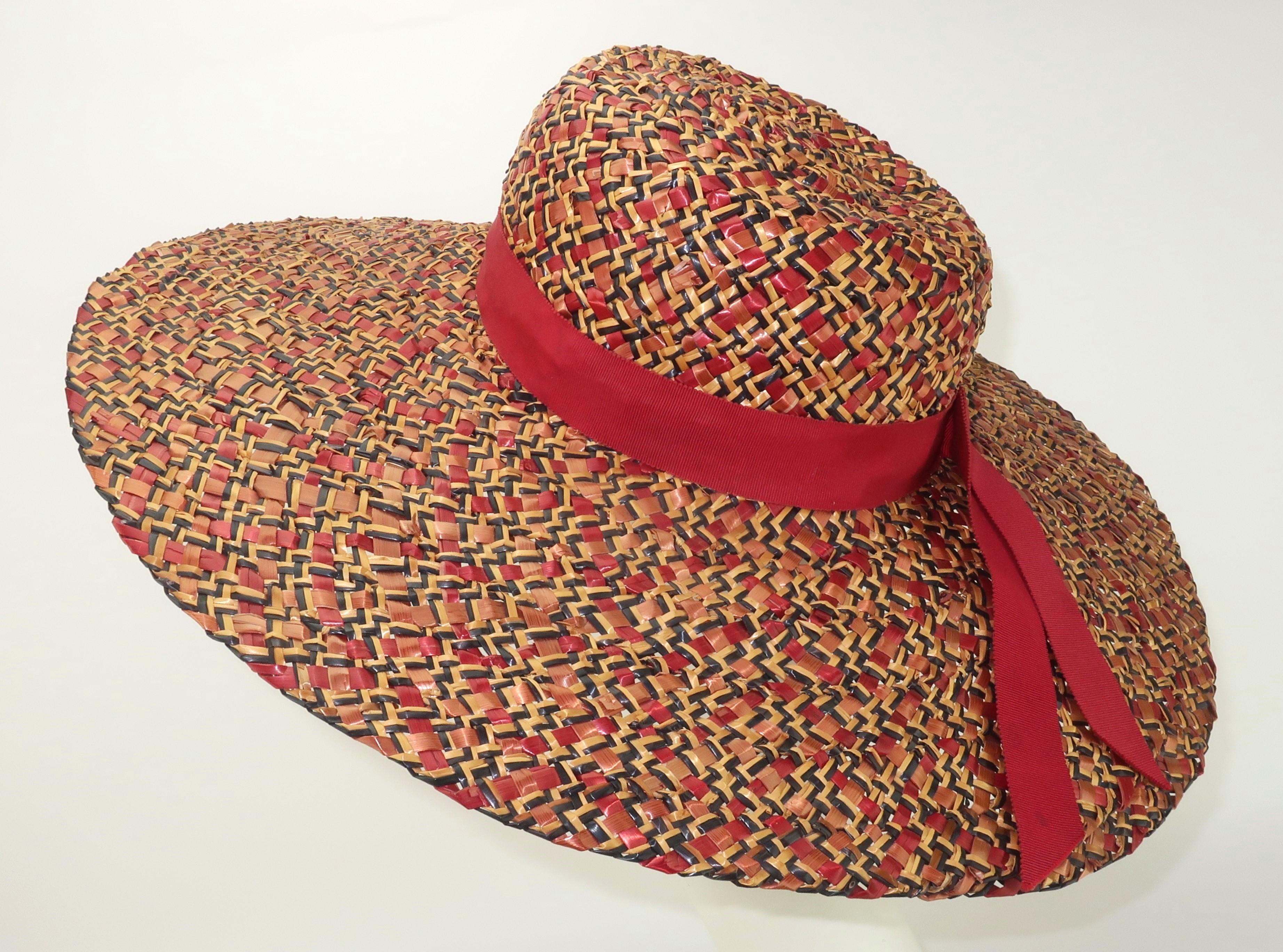 Bernard Workman Wide Brim Straw Hat, 1940's 3