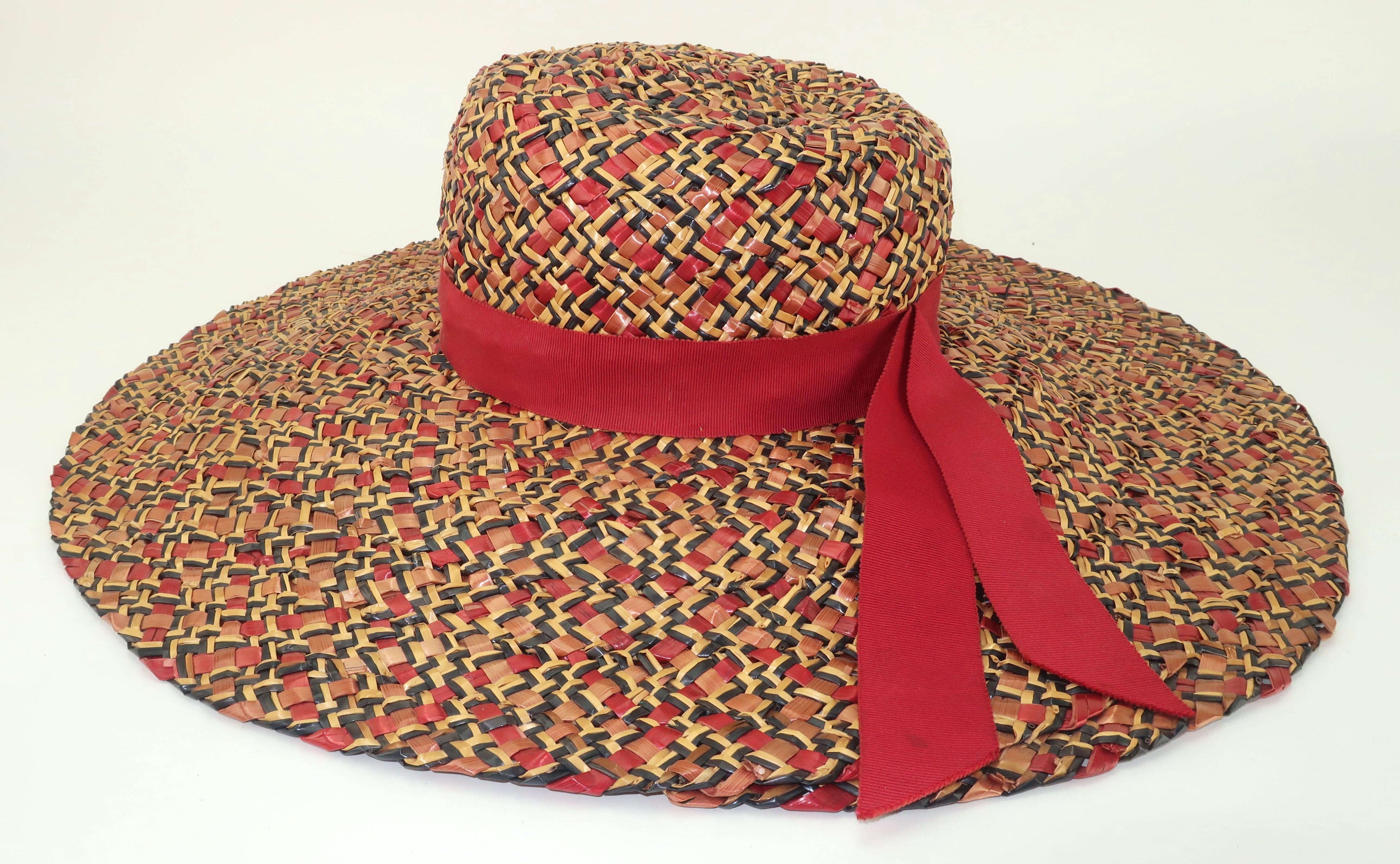 Bernard Workman Wide Brim Straw Hat, 1940's 5