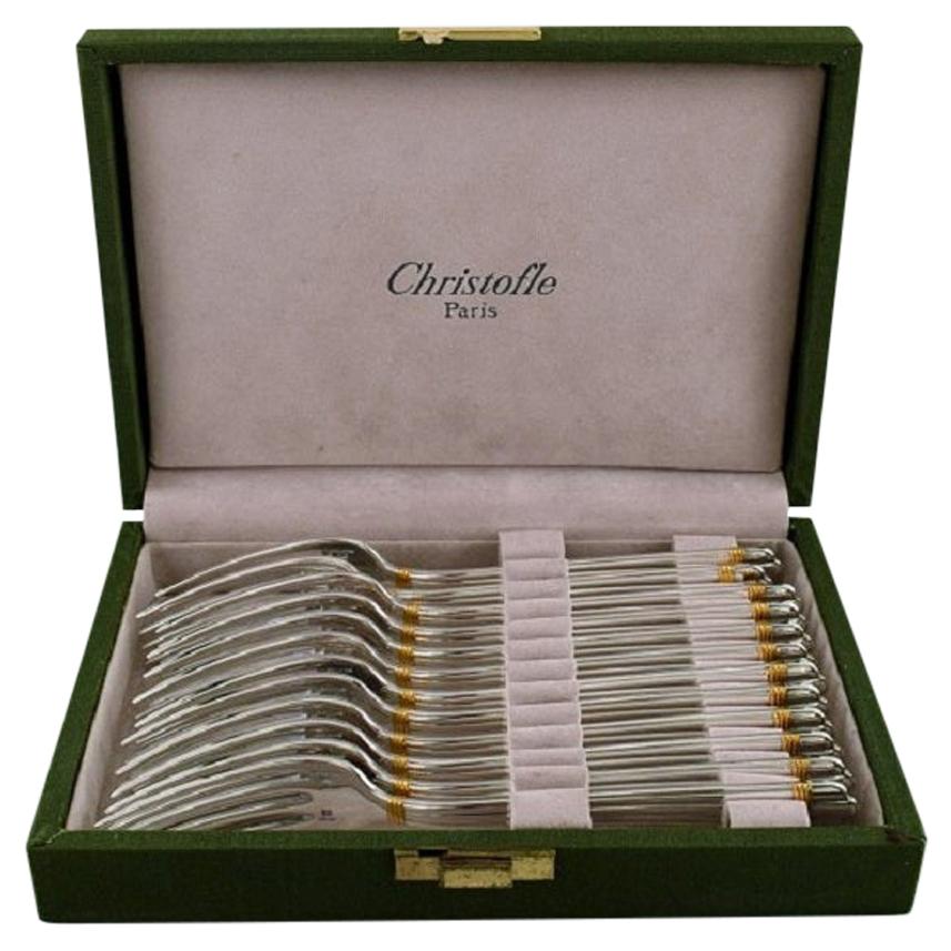Bernard Yot for Christofle, Twelve "Aria" Lunch Forks in Plated Silver