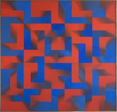 Blue & Orange Abstraction 1975 Acrylic