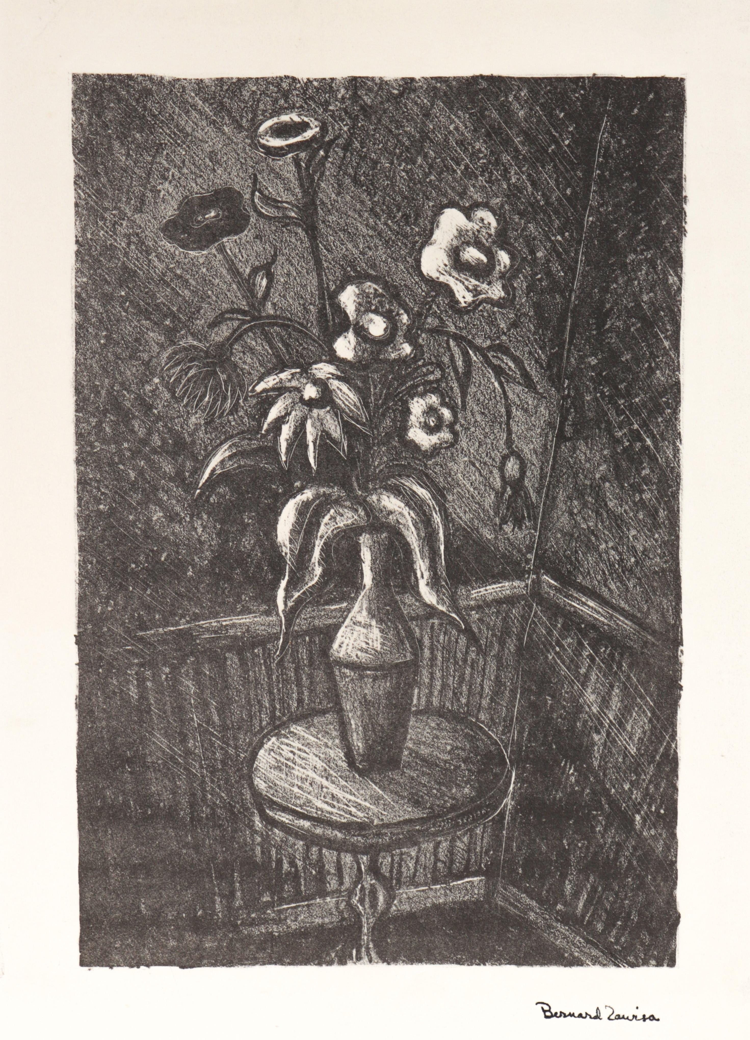 Bernard Zawisa Still-Life Print - Still Life With Flowers 1950's Etching