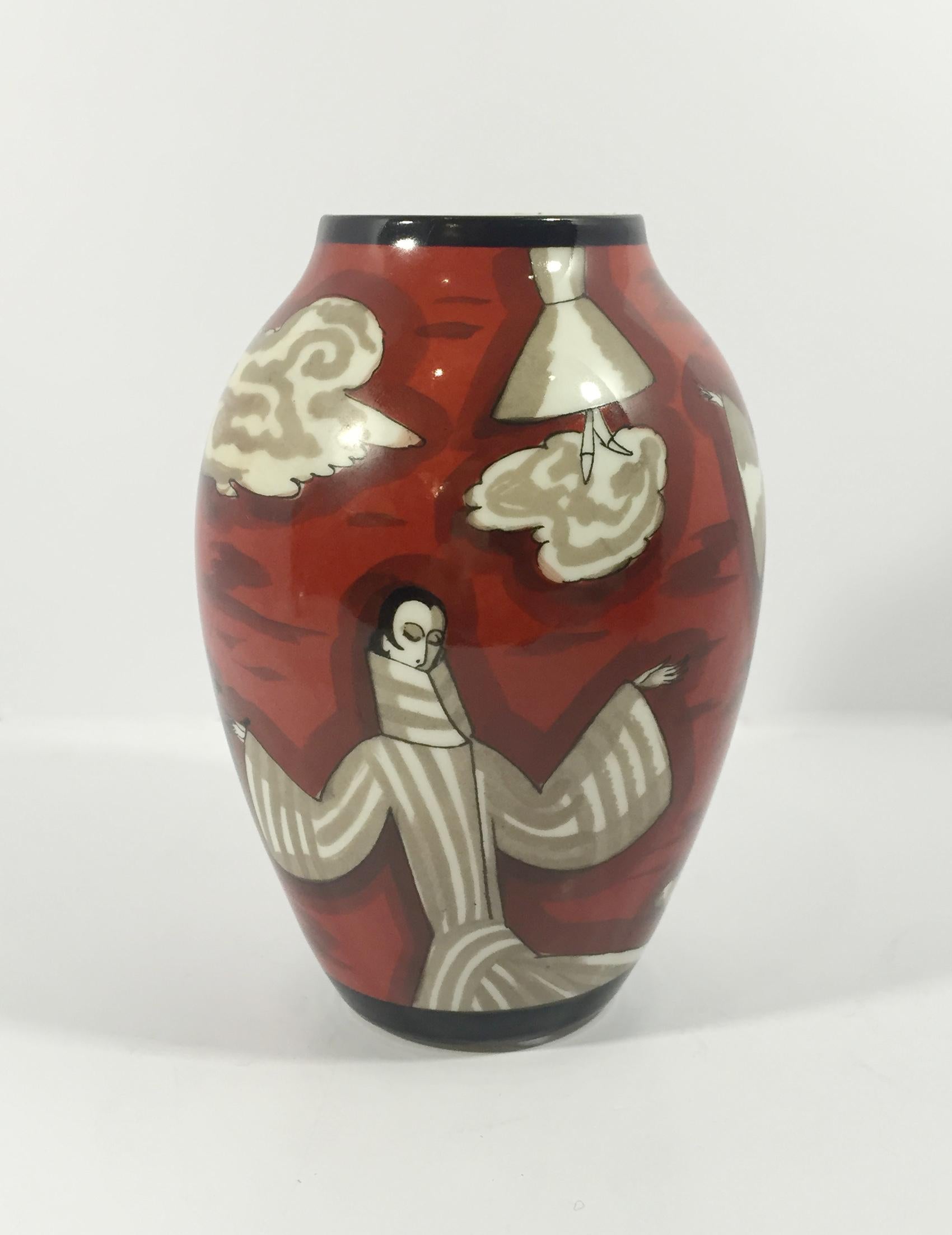 French Bernardaud & Co. Small Art Deco Porcelain Vase, France, circa 1925 For Sale