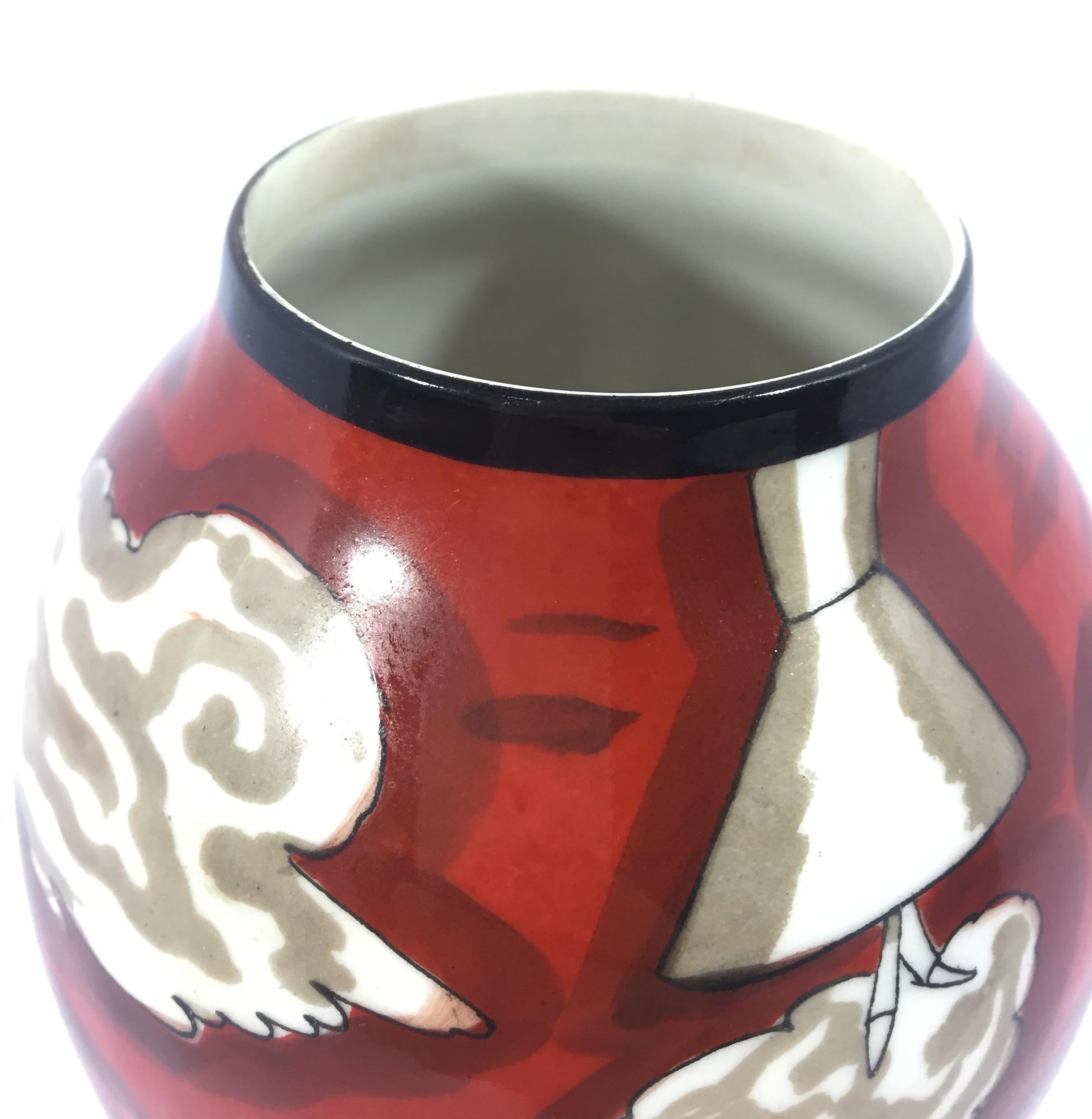 Smaltato Bernardaud & Co. Piccolo vaso in porcellana Art Déco, Francia, 1925 circa in vendita