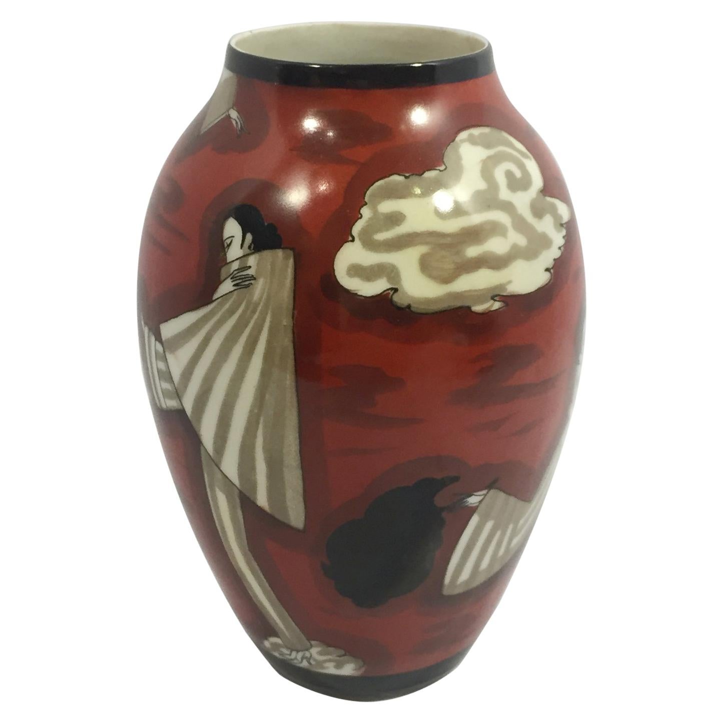 Bernardaud & Co. Small Art Deco Porcelain Vase, France, circa 1925 For Sale