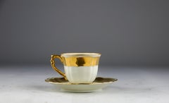 Bernardaud, Gold Line Espresso Coffee Cup and Saucer, France 1950s