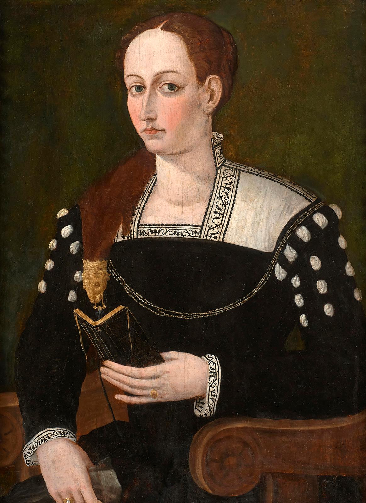 Portrait of a woman with a book - Painting by Bernardino Campi (Cremona 1522 -1591)