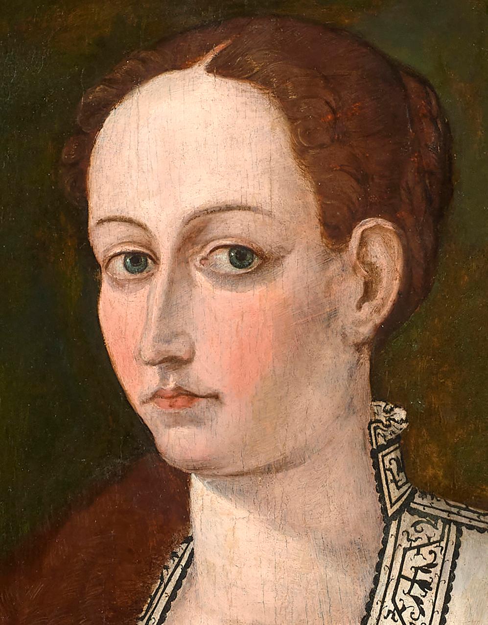 Portrait of a woman with a book - Italian School Painting by Bernardino Campi (Cremona 1522 -1591)