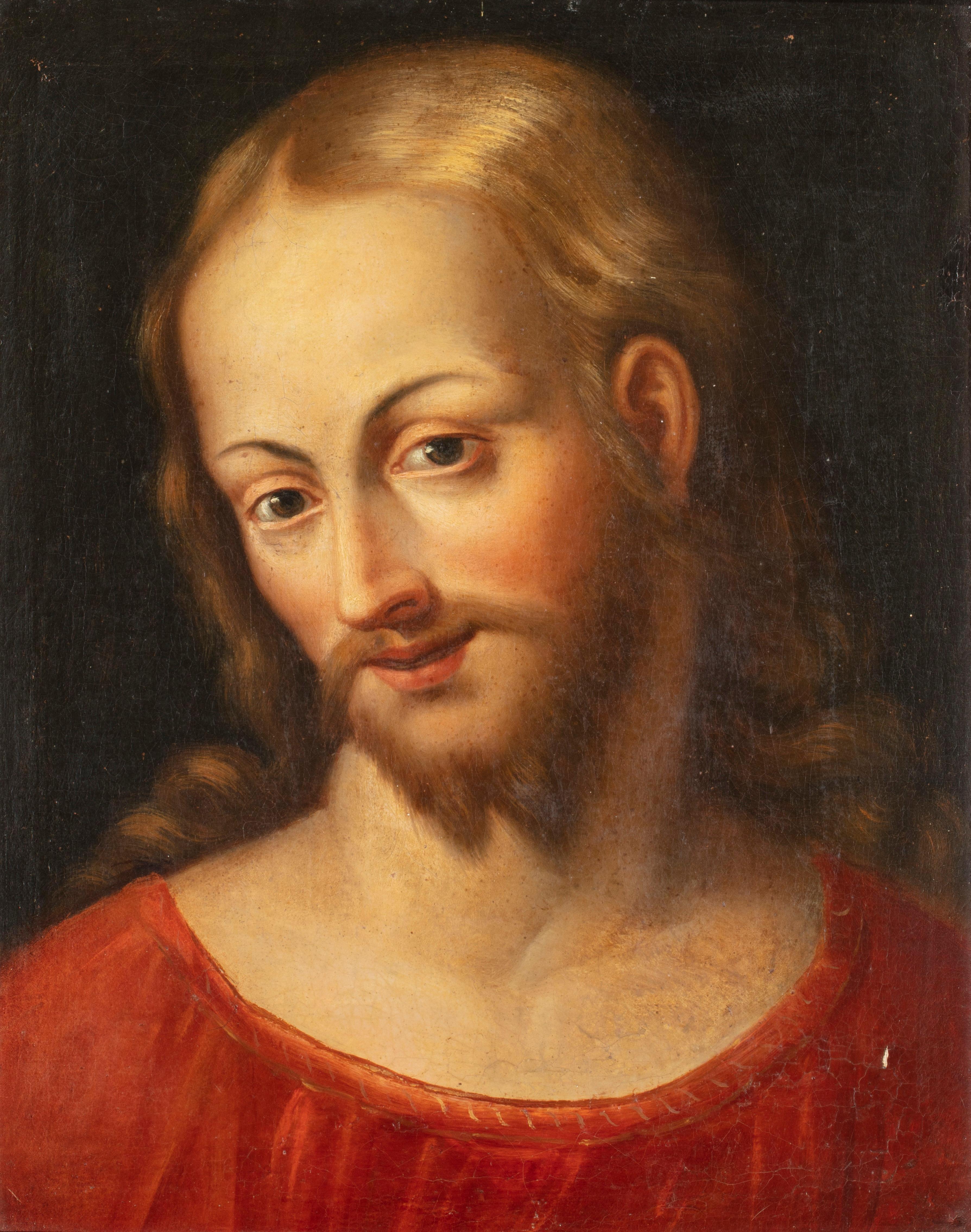 16th Century by Bernardino Detti Face of Christ Oil on Canvas - Painting by Bernardino Detti (Pistoia, 1498 – Pistoia, 1572)