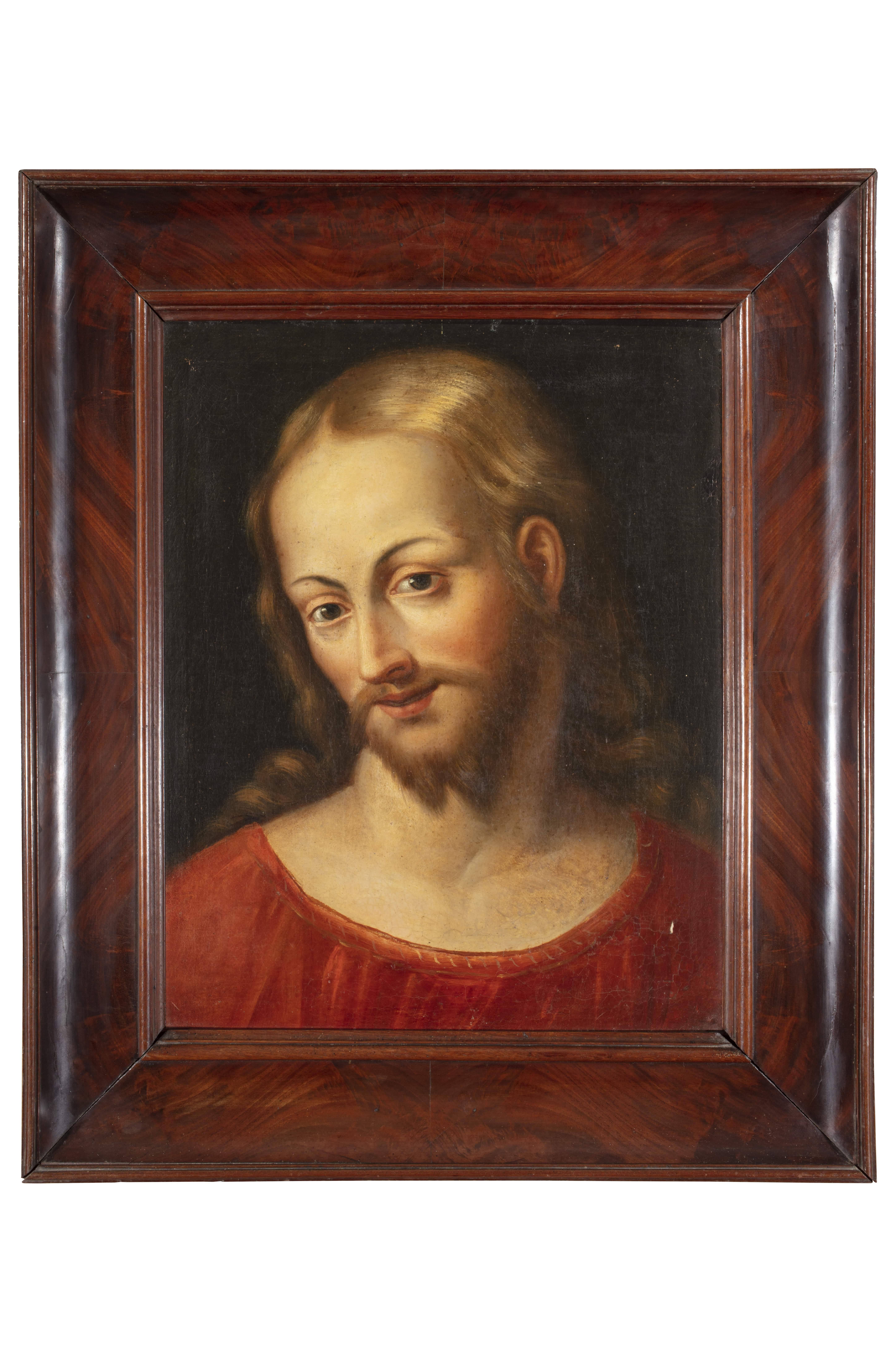 Bernardino Detti (Pistoia, 1498 – Pistoia, 1572) Figurative Painting – Bernardino Detti, Gesicht Christi, Ölgemälde auf Leinwand, 16. Jahrhundert