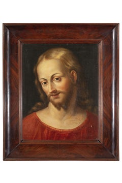 Antique 16th Century by Bernardino Detti Face of Christ Oil on Canvas