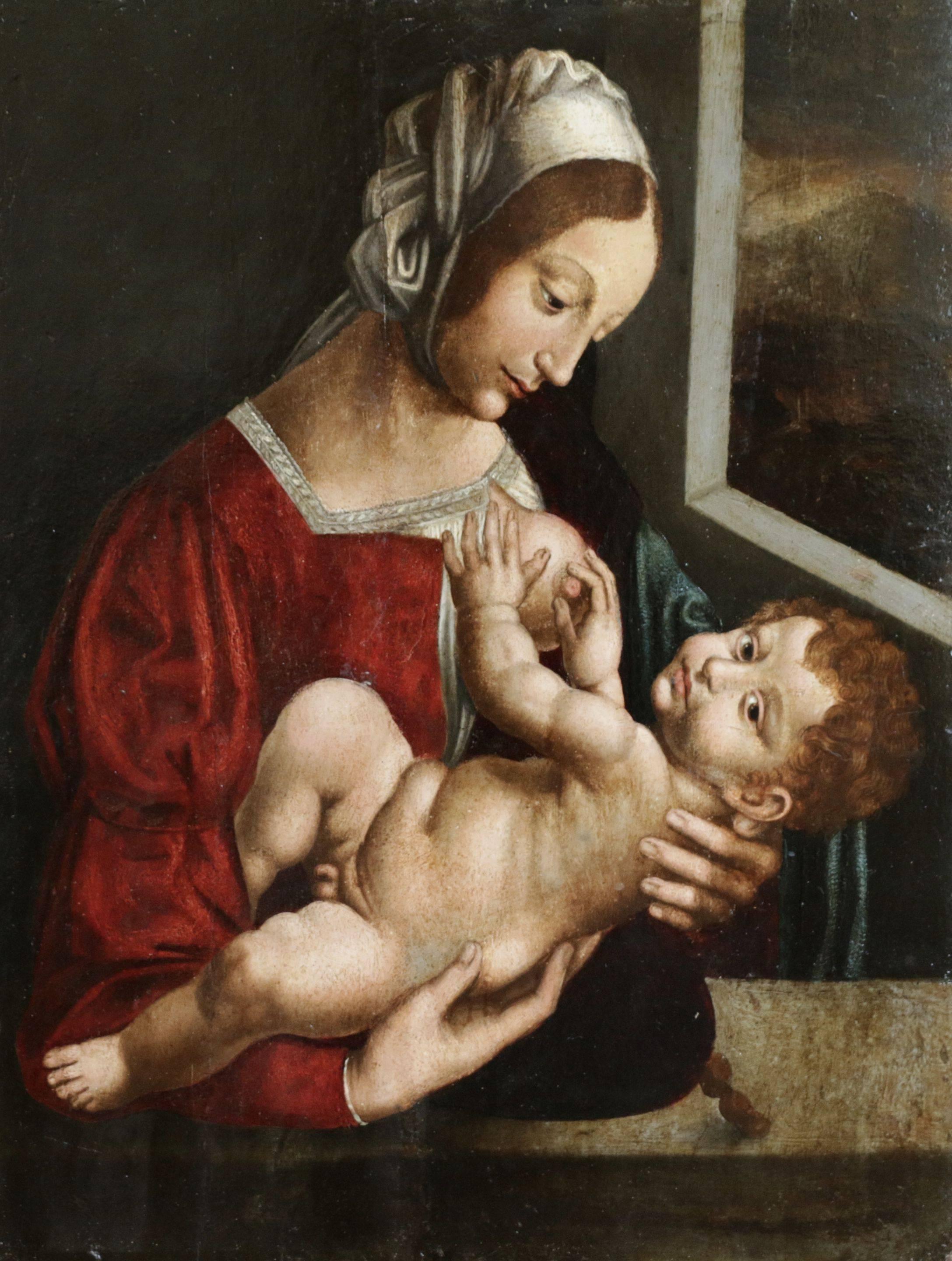 Workshop of Bernardino Lanino Figurative Painting - Madonna & Child