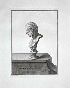 Buste romain ancien - gravure par Bernardino Nolli - fin du 18ème siècle