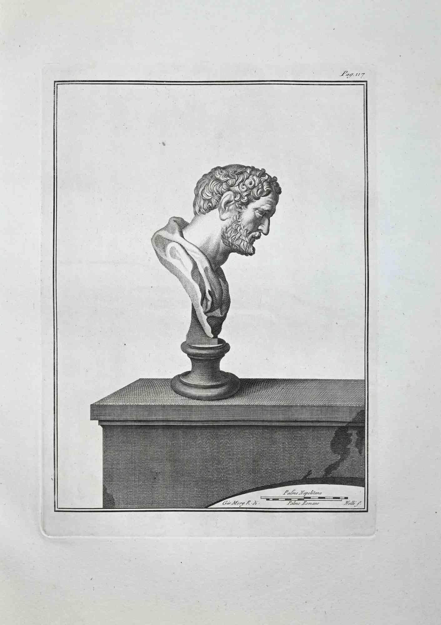 Profile of Ancient Roman Bust, from the series "Antiquities of Herculaneum", is an original etching on paper realized by Bernardino Nolli.

Signed on the plate, on the lower right.

Sehr guter Zustand.

The etching belongs to the print suite