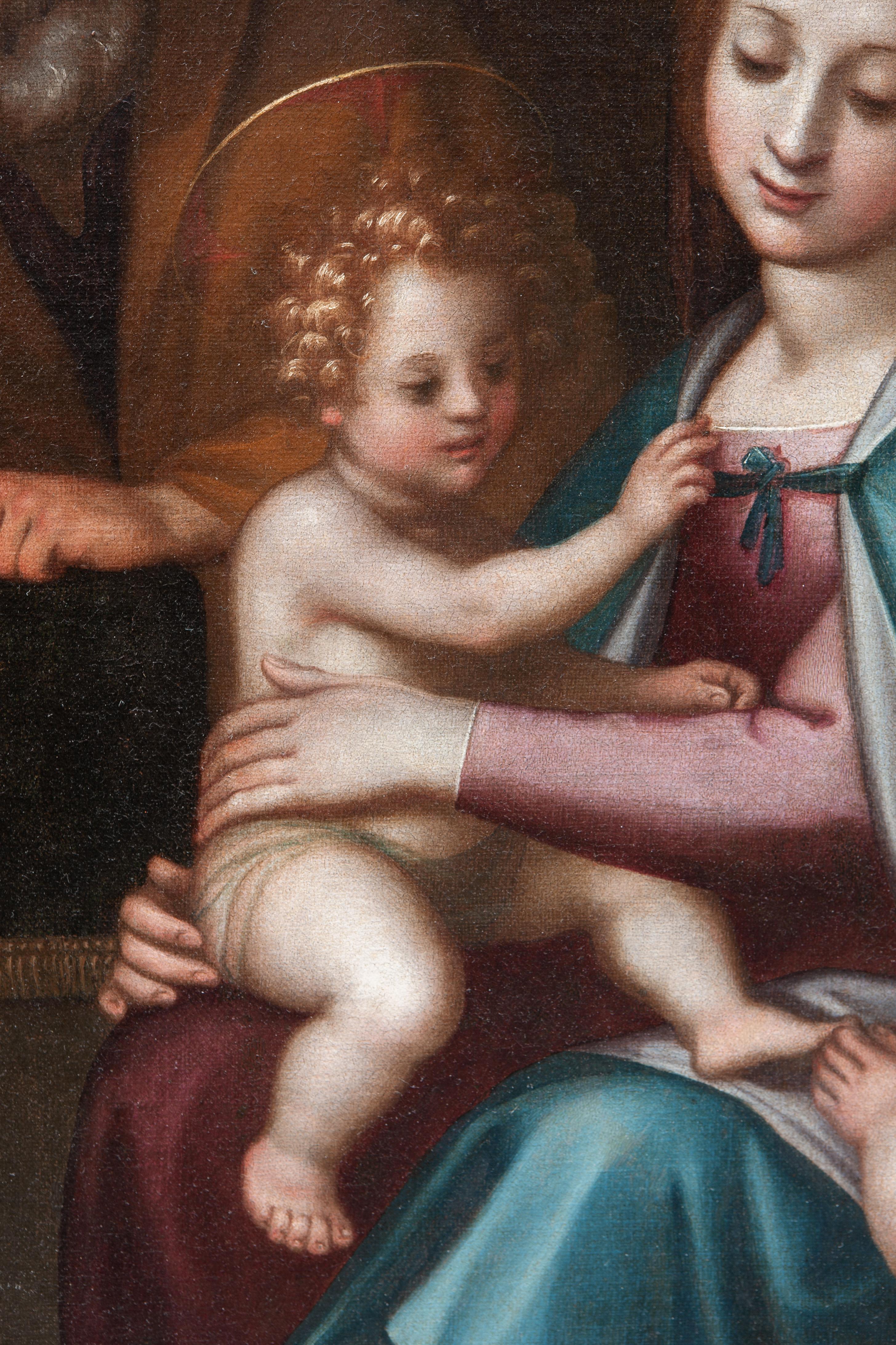 holy family with saint anne by cambiaso