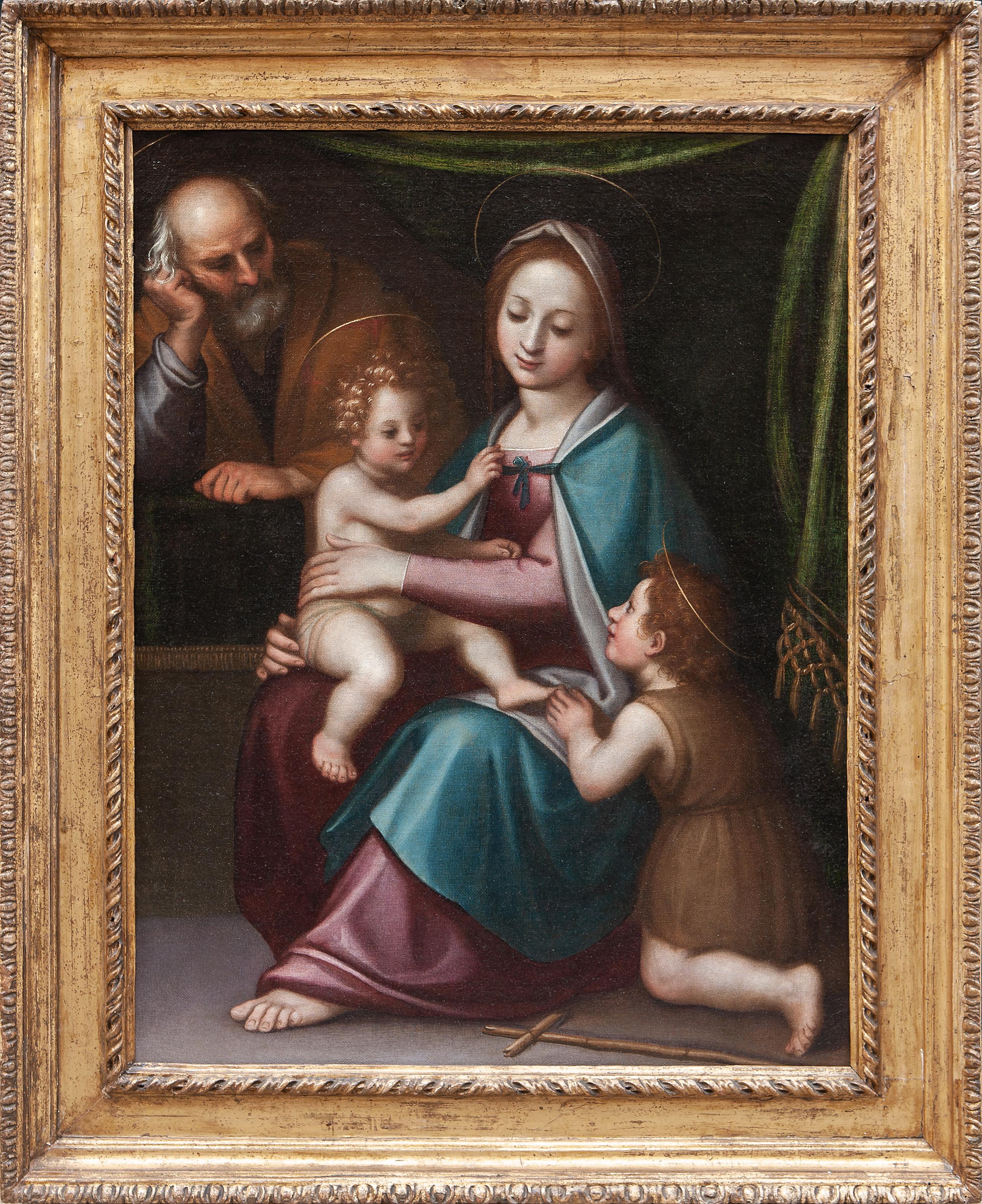 Bernardo Castello (1557-1629) Figurative Painting - The Holy Family with Saint John the Baptist