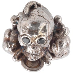 Bernardo Frog Mouse and Lizard Silver Skull Ring