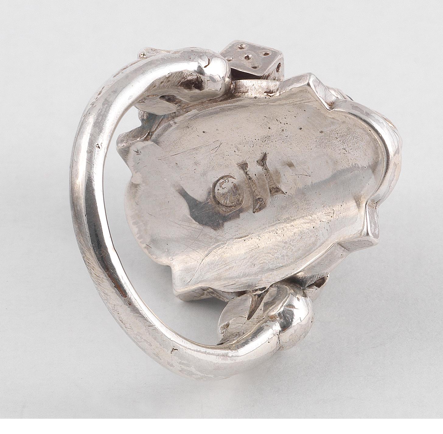 Bernardo Lizard and Dice Skull Ring (Zeitgenössisch)