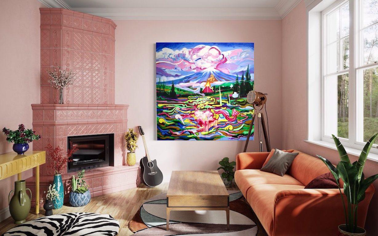 Blumen und Lieder für die mexikanische Göttin (Grau), Abstract Painting, von Bernardo Loar