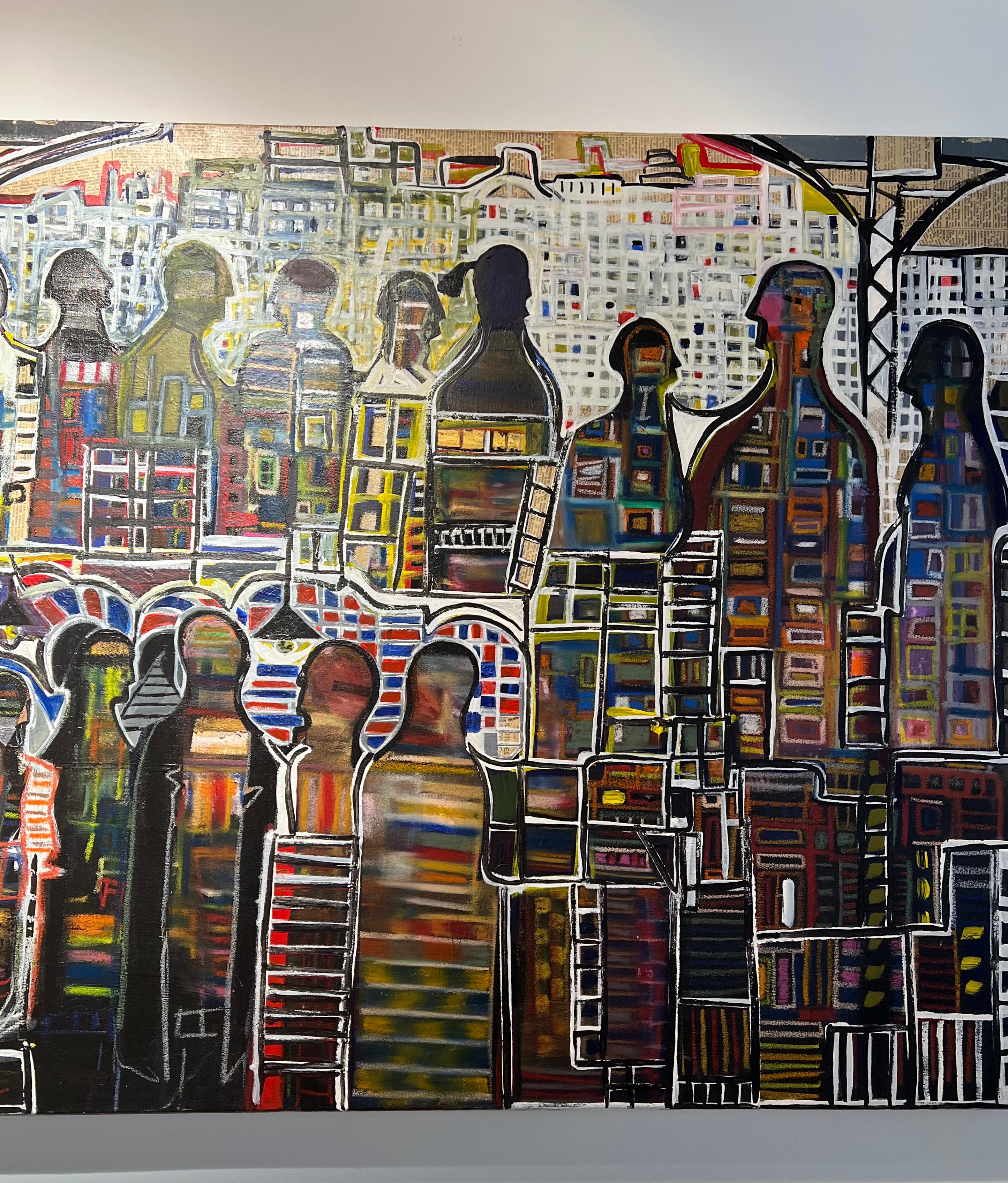 Viajeros: Pintura contemporánea en técnica mixta - Painting Abstracto de Bernardo Navarro Tomas