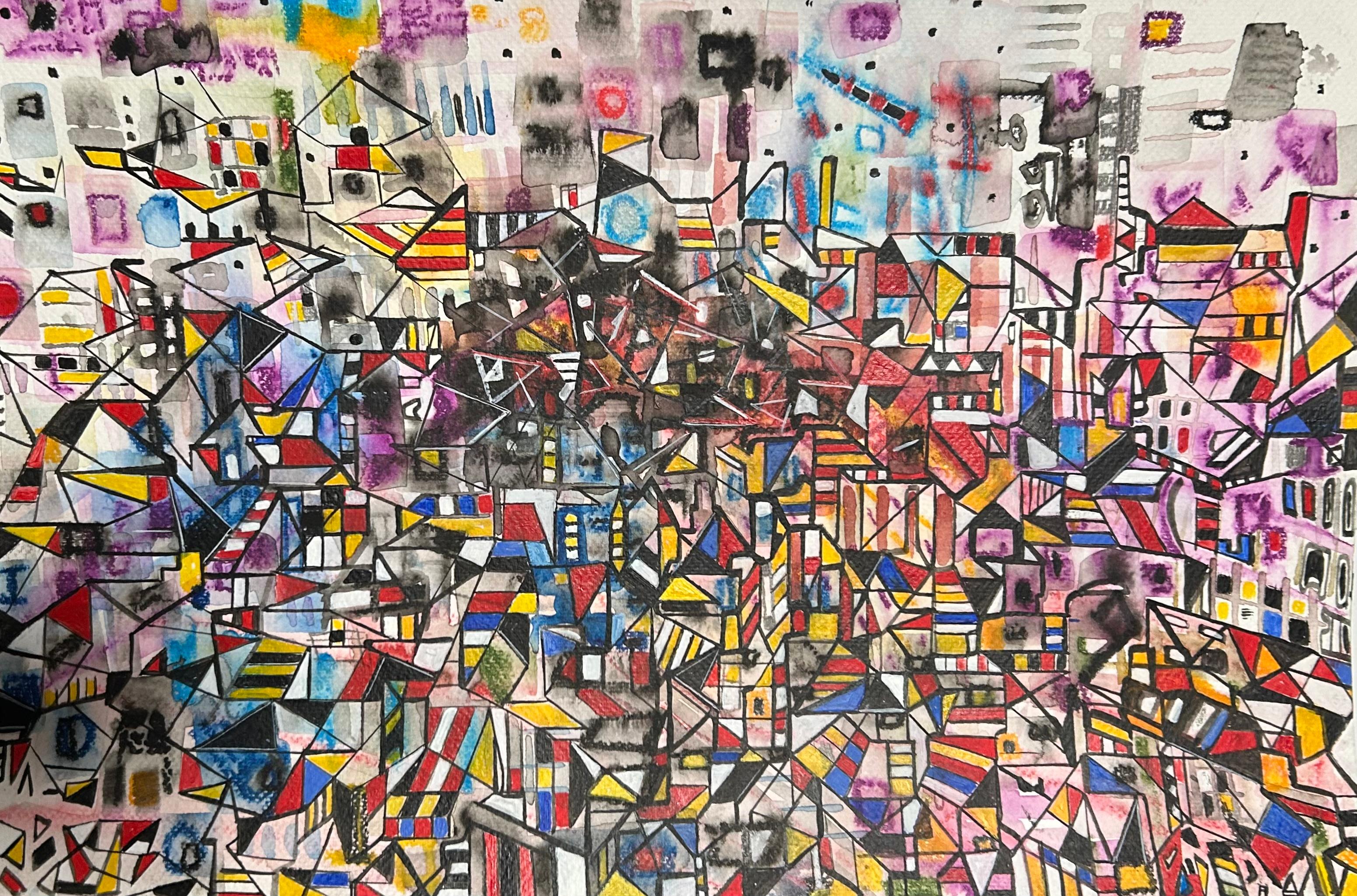 Bernardo Navarro Tomas Abstract Painting - Grid of Memories 2