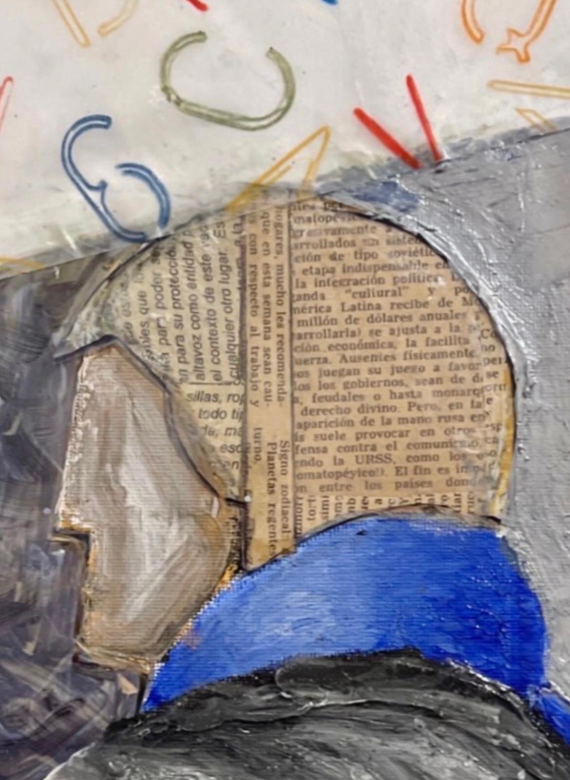 Viaggiatore del tempo: Opere d'arte figurativa geometrica contemporanea - Mixed Media Art Contemporaneo di Bernardo Navarro Tomas
