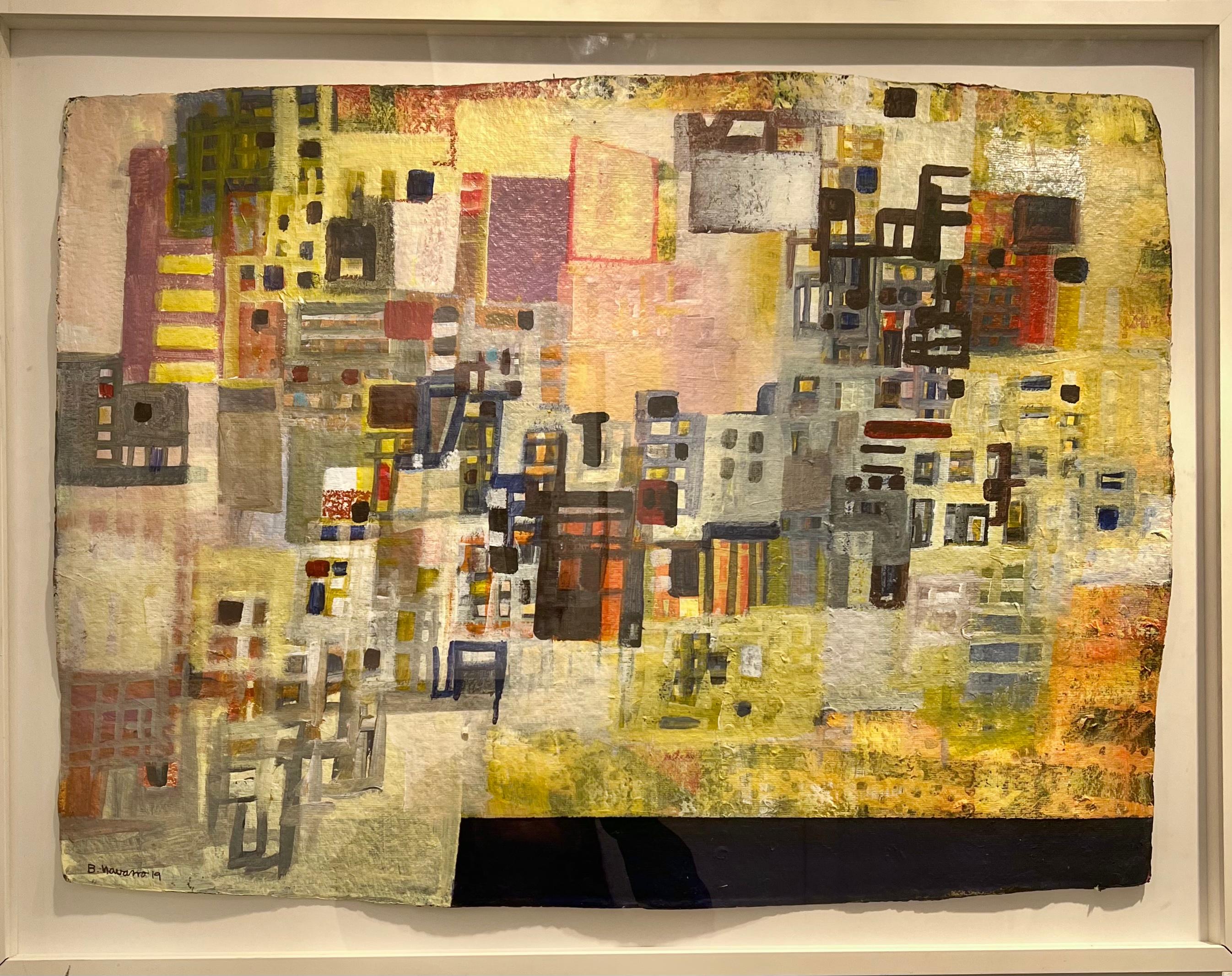 Abstract Painting di Bernardo Navarro Tomas - Senza titolo: Pittura acrilica geometrica astratta su carta