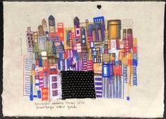 New York City 11 original work on japanese paper color pastel collage charcoal