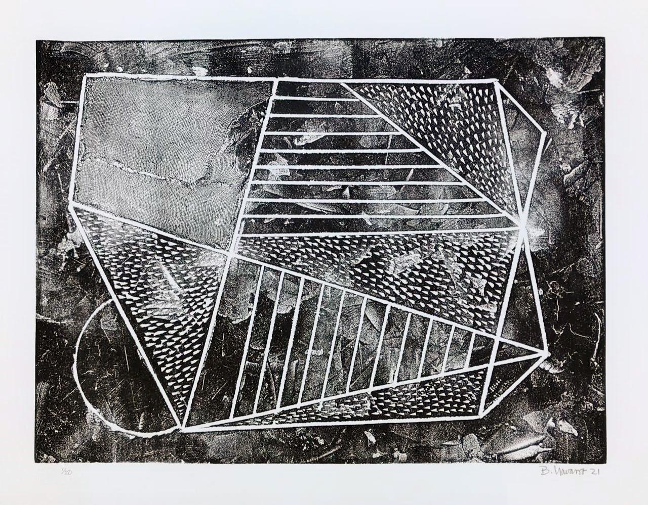 Bernardo Navarro Tomas (Cuba, 1977)
Sans titre (B/N horizontal)", 2021
collagraphie sur papier Guarro Biblos 250g.
21.1 x 27.2 in. (53.5 x 69 cm.)
Edition de 20
ID : NAA-111
Non encadré