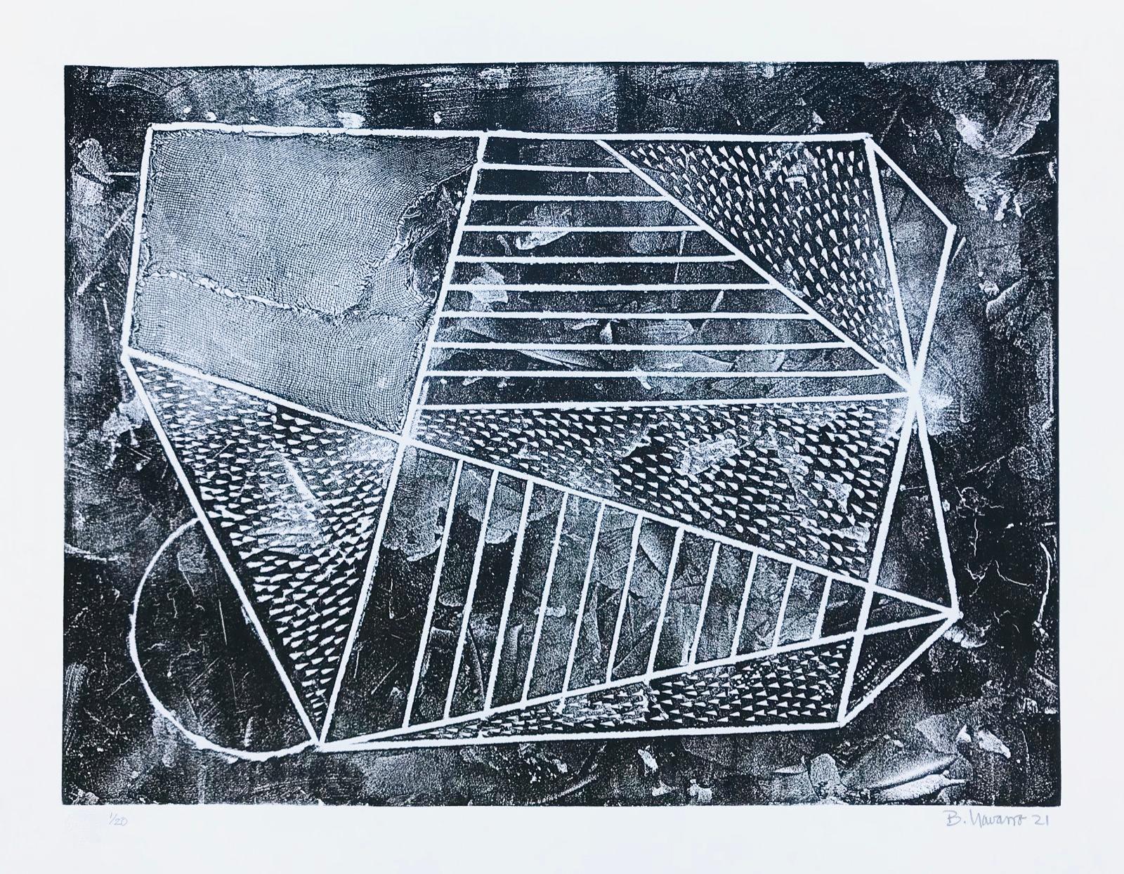 Bernardo Navarro Tomas Abstract Print - Ethereal Composition #2 , geometric abstract woodcut silkscreen limited print