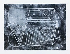 Composition éthérée n° 2, sérigraphie géométrique abstraite sur bois, tirage limité