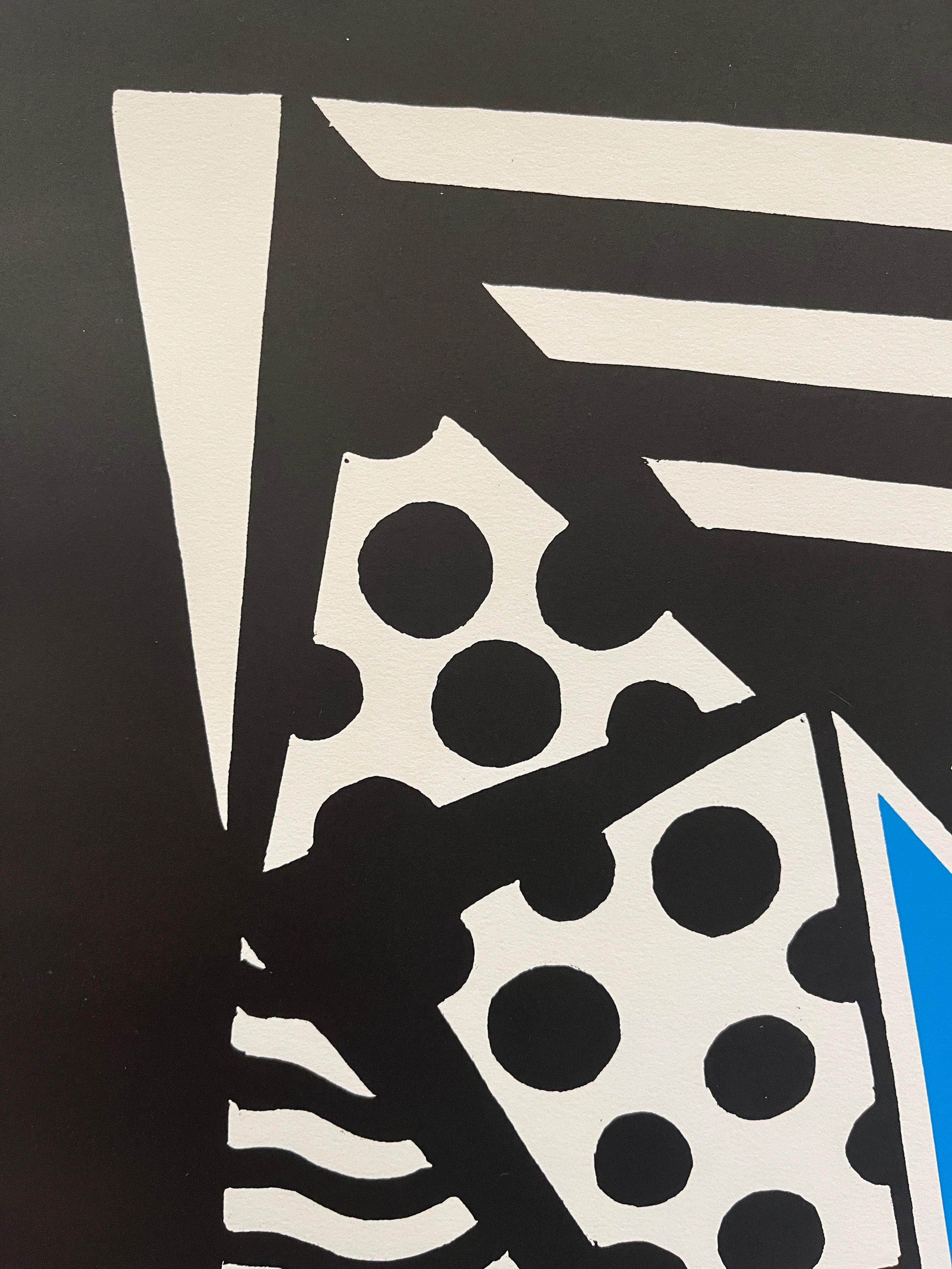 Untitled #1 Woodcut and Silkscreen , geometric abstract contemporary print - Print by Bernardo Navarro Tomas
