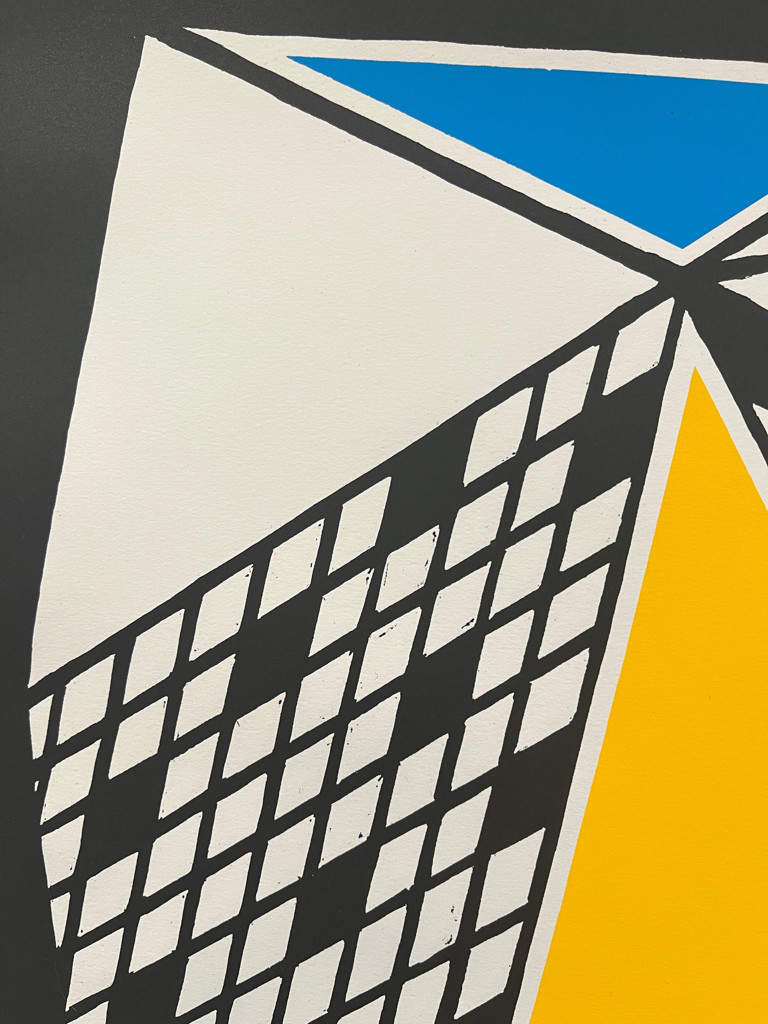 Untitled: Geometric Abstract Contemporary Primary Colors Silkscreen Print  - Yellow Abstract Print by Bernardo Navarro Tomas