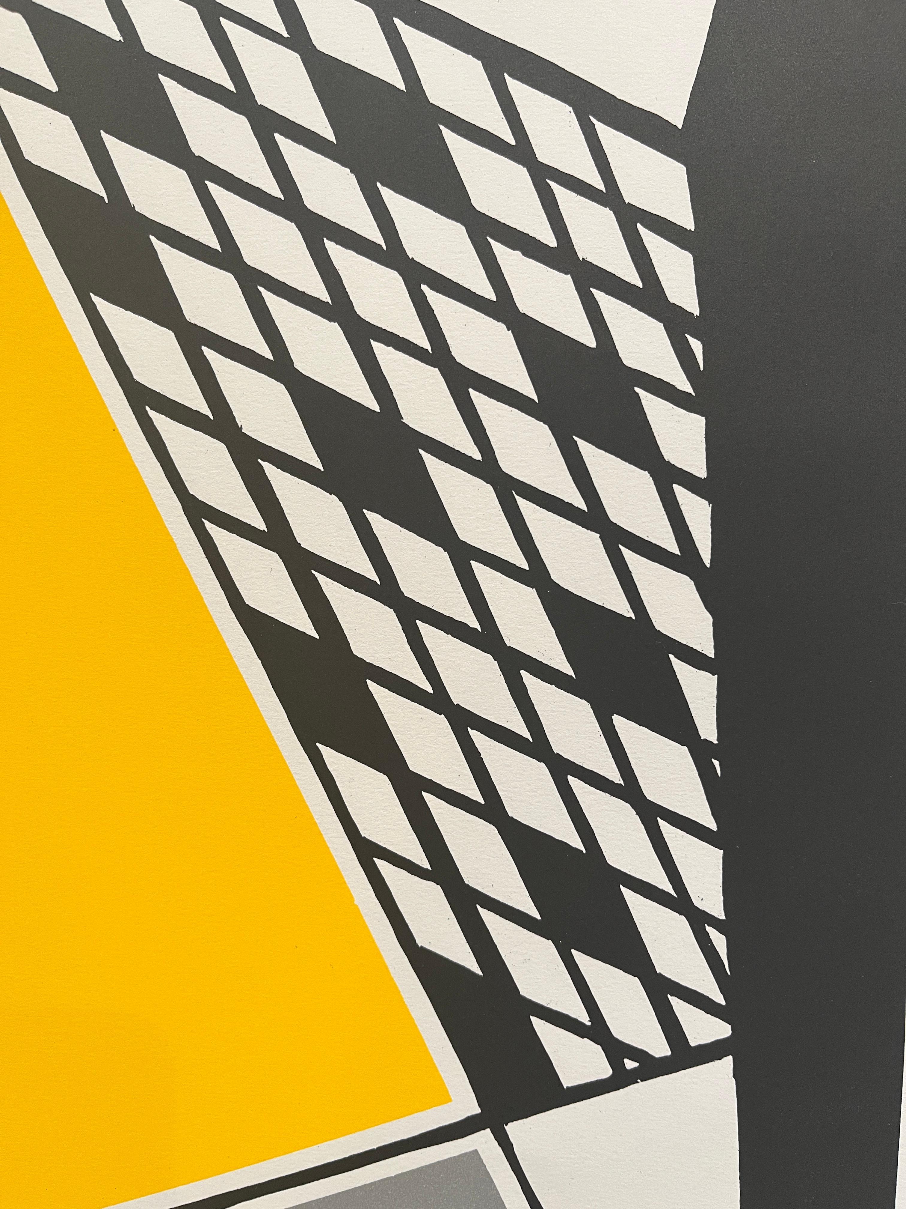 Untitled: Geometric Abstract Contemporary Primary Colors Silkscreen Print - Yellow Abstract Print by Bernardo Navarro Tomas