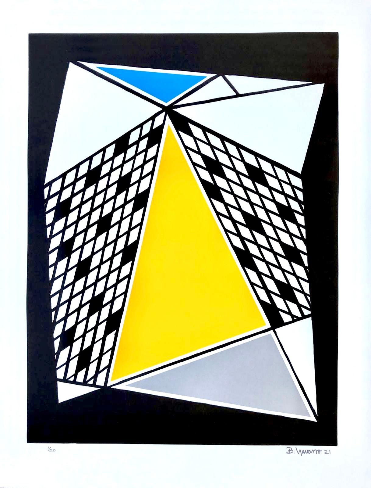 Bernardo Navarro Tomas Abstract Print - Untitled: Geometric Abstract Contemporary Primary Colors Silkscreen Print 
