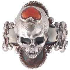 Bernardo Red Heart Silver Skull Ring
