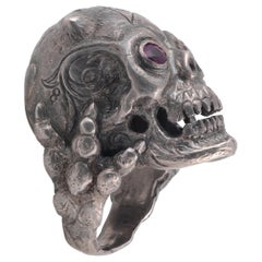 Bernardo Silver and Rubies Eyes Devil Skull Ring