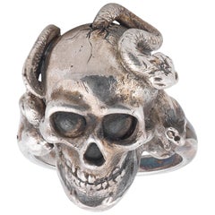 Bernardo Silver Snake and Mouse Skull Ring