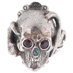 Bernardo Silver Snake and Skull Ring