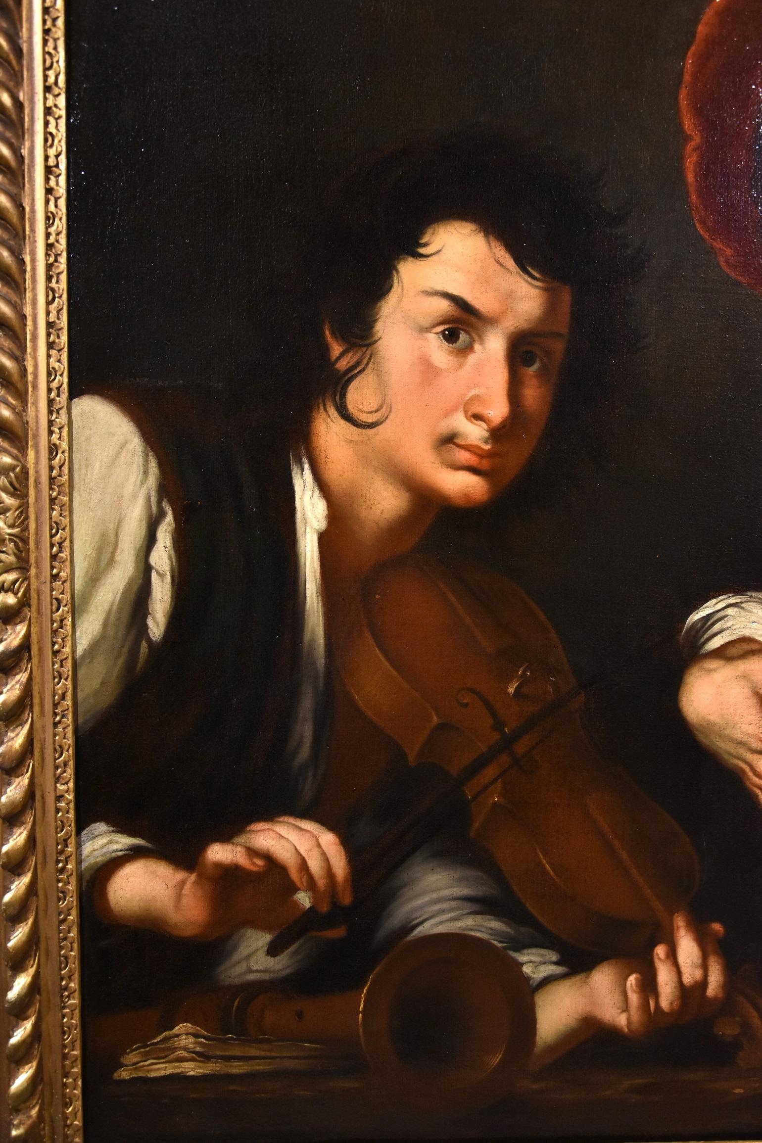 Concert Musicians Strozzi Paint Oil on canvas Old master 17th Century Italian 9
